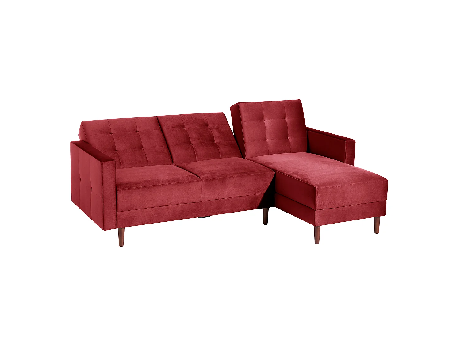 Funktionssofa mit Hocker - Samtvelours - rot - Easy Relax