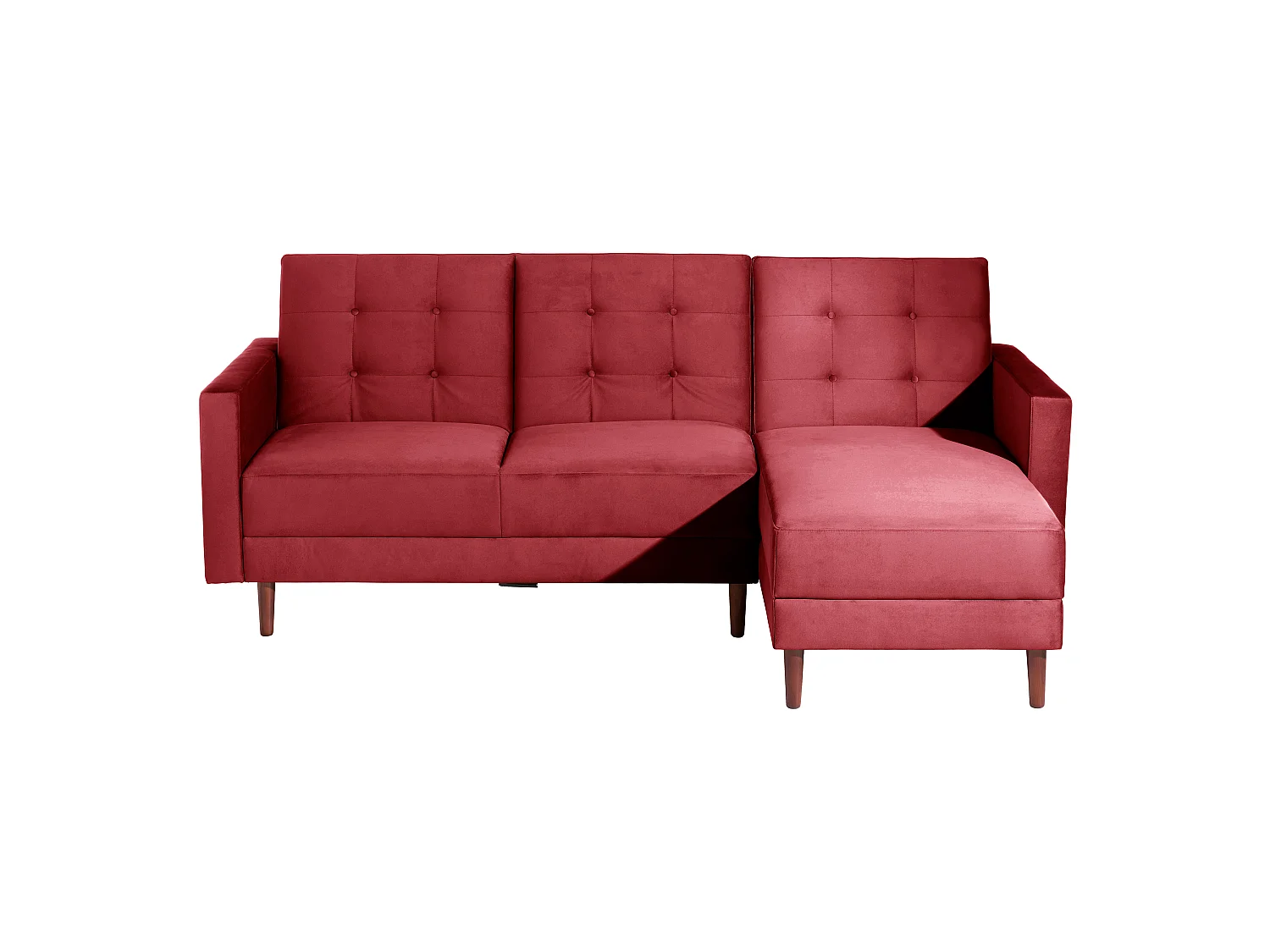 Funktionssofa mit Hocker - Samtvelours - rot - Easy Relax
