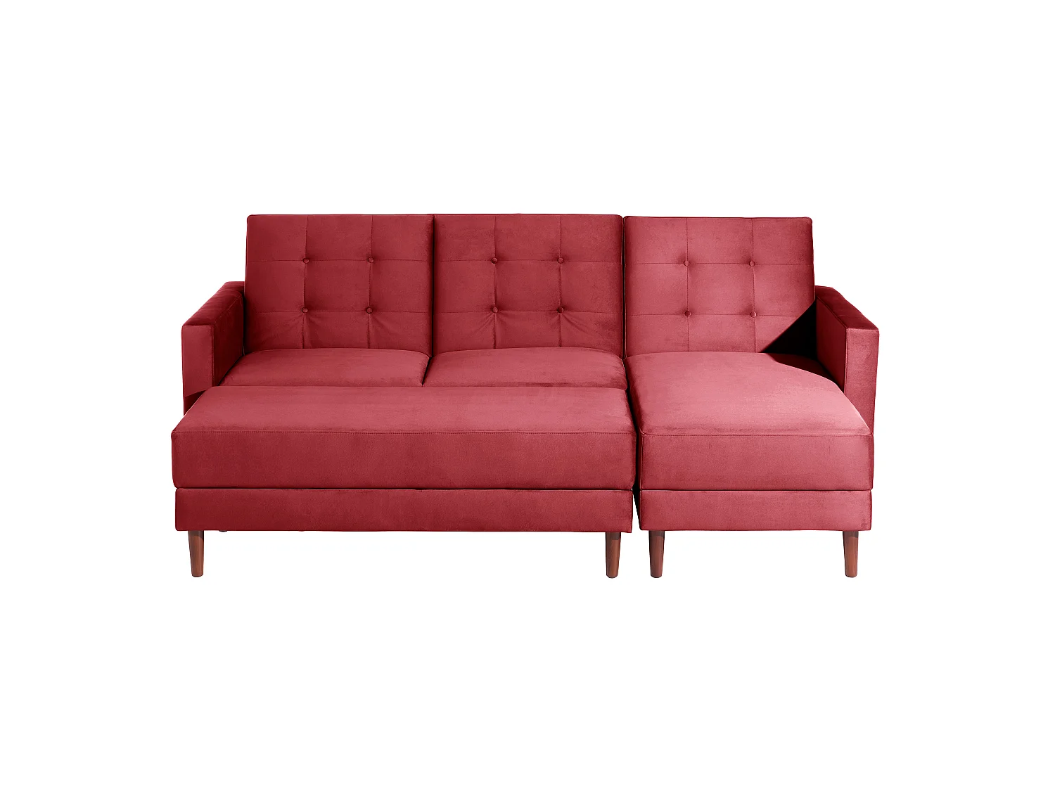 Funktionssofa mit Hocker - Samtvelours - rot - Easy Relax