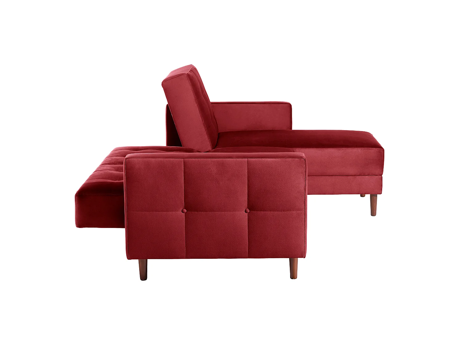 Funktionssofa mit Hocker - Samtvelours - rot - Easy Relax