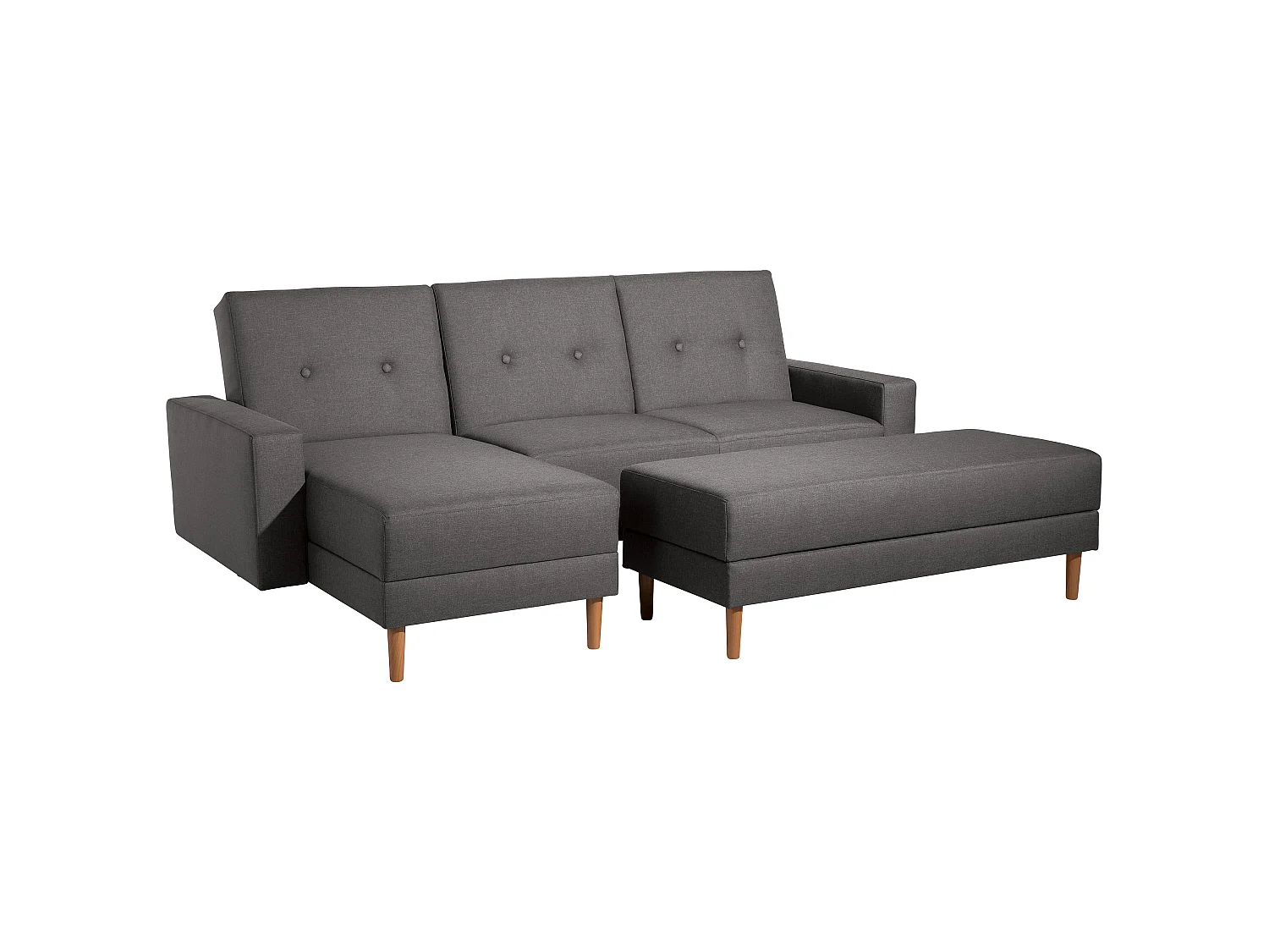 Funktionssofa mit Hocker - Flachgewebe - anthrazit - Just Cool