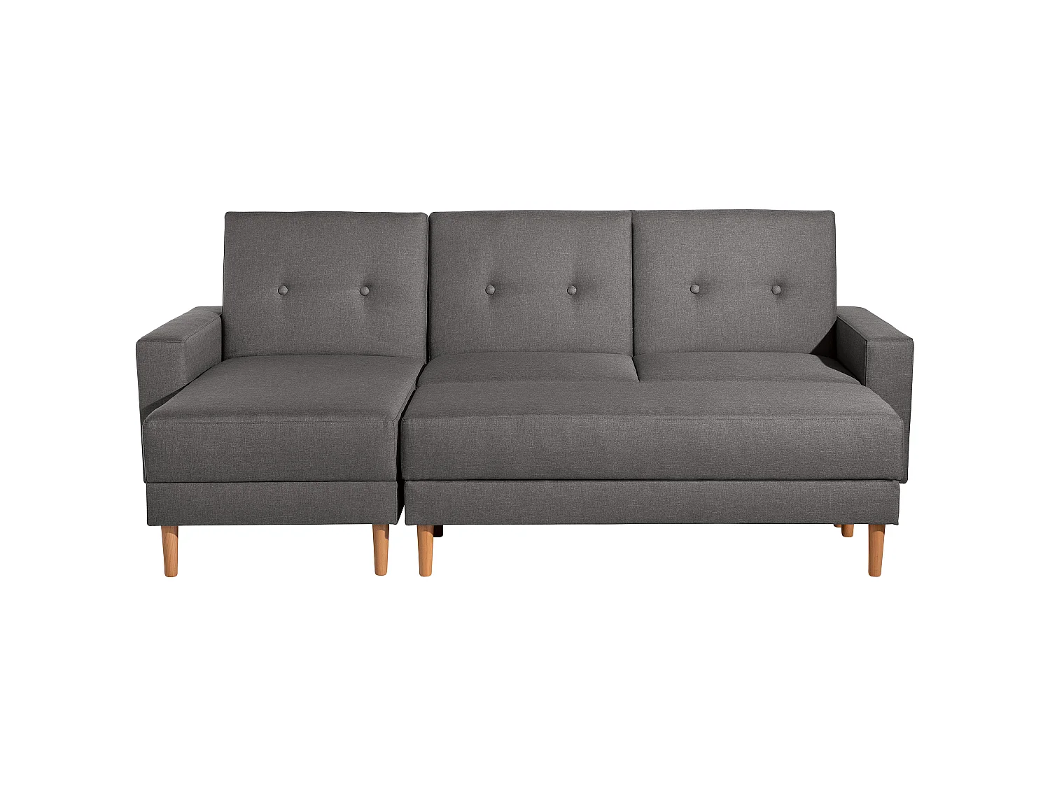 Funktionssofa mit Hocker - Flachgewebe - anthrazit - Just Cool