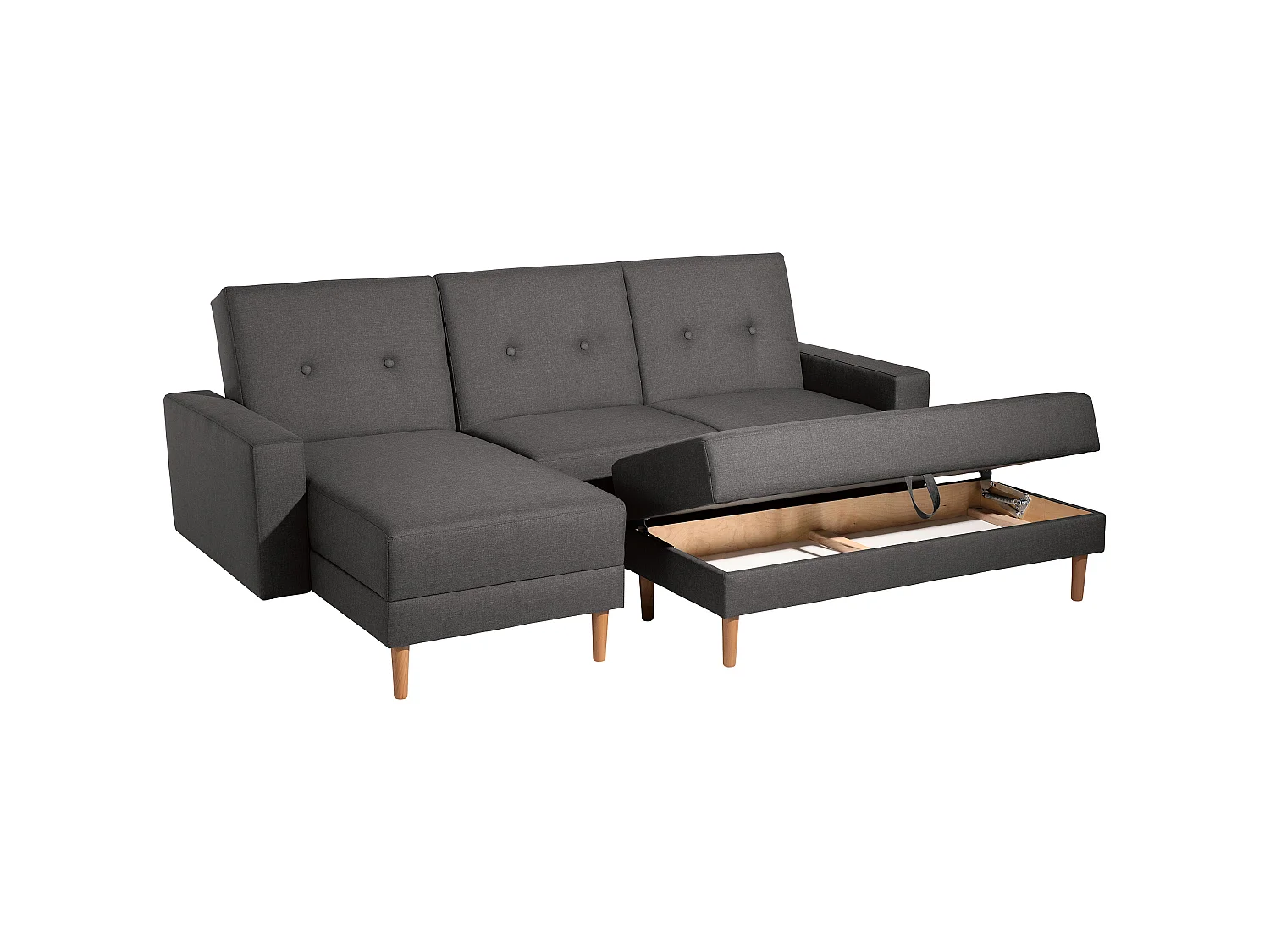 Funktionssofa mit Hocker - Flachgewebe - anthrazit - Just Cool