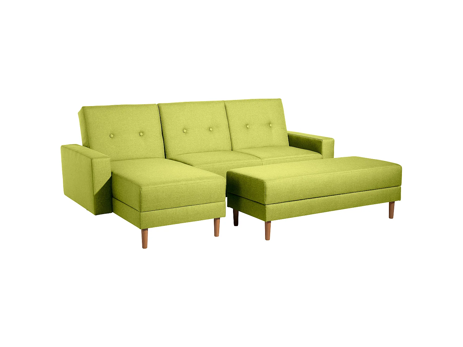 Funktionssofa mit Hocker - Flachgewebe - apfel - Just Cool