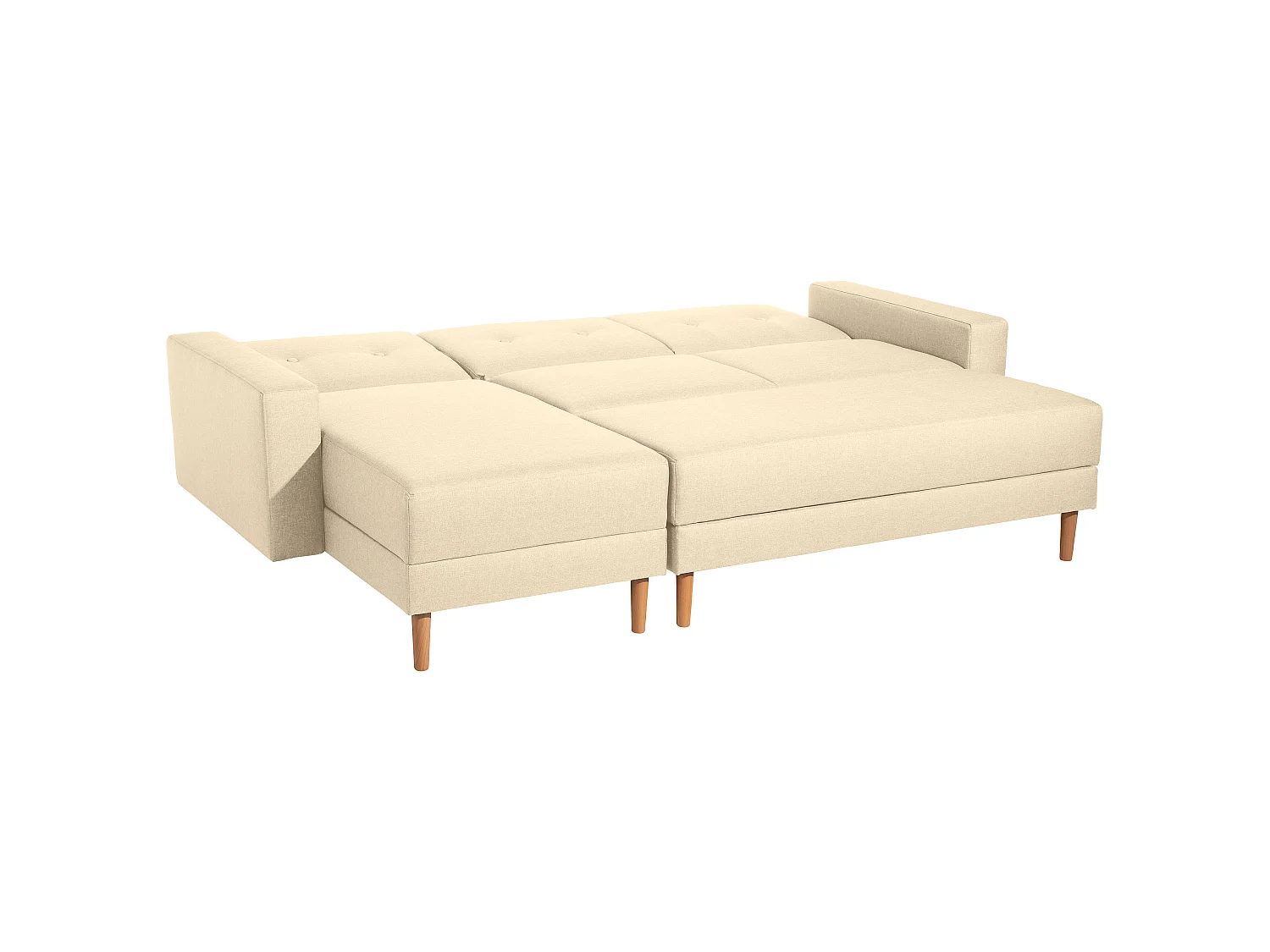 Funktionssofa mit Hocker - Flachgewebe - beige - Just Cool