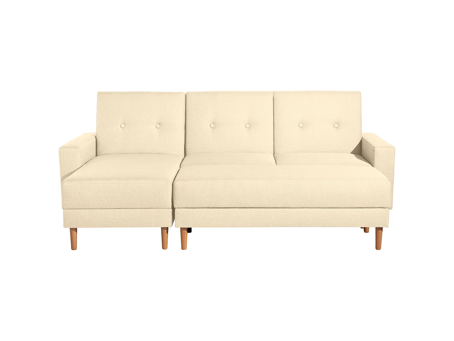 Funktionssofa mit Hocker - Flachgewebe - beige - Just Cool