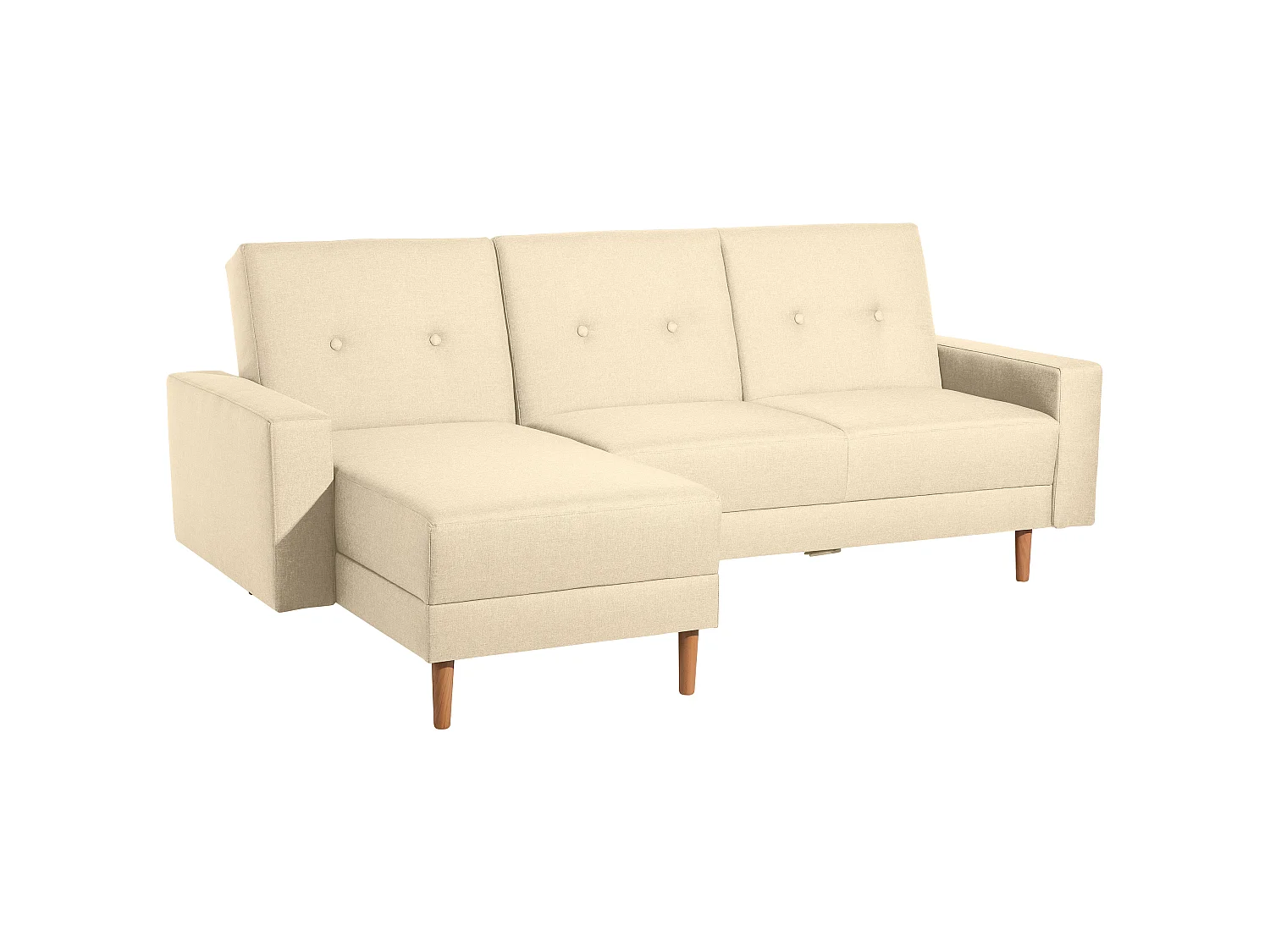 Funktionssofa mit Hocker - Flachgewebe - beige - Just Cool