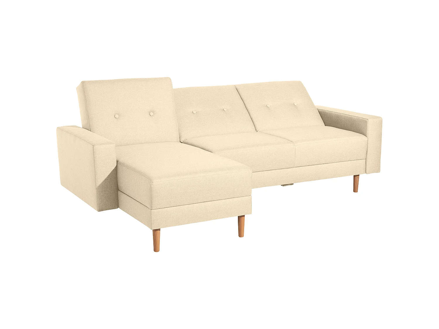 Funktionssofa mit Hocker - Flachgewebe - beige - Just Cool