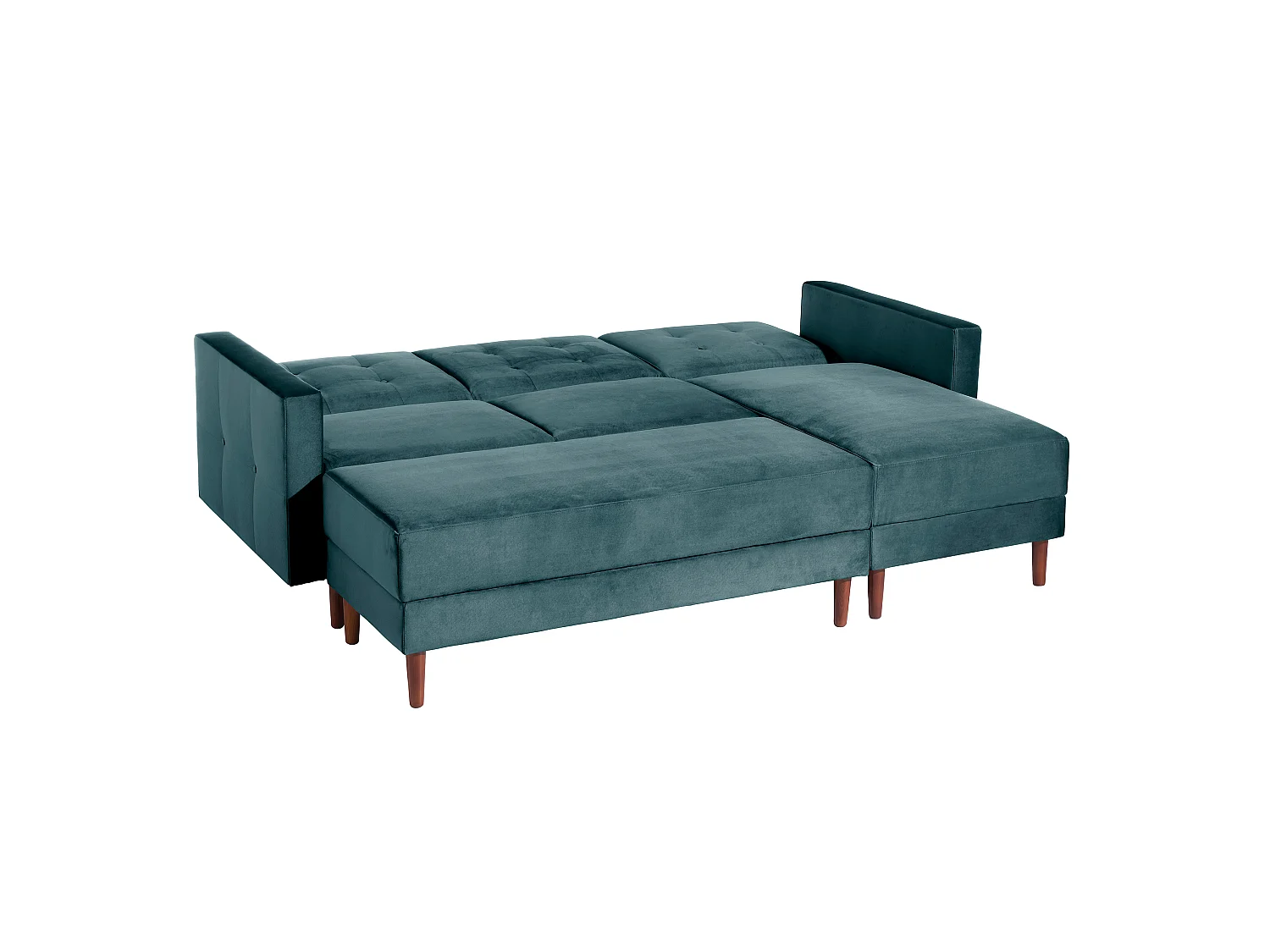 Funktionssofa mit Hocker - Samtvelours - azur - Easy Relax