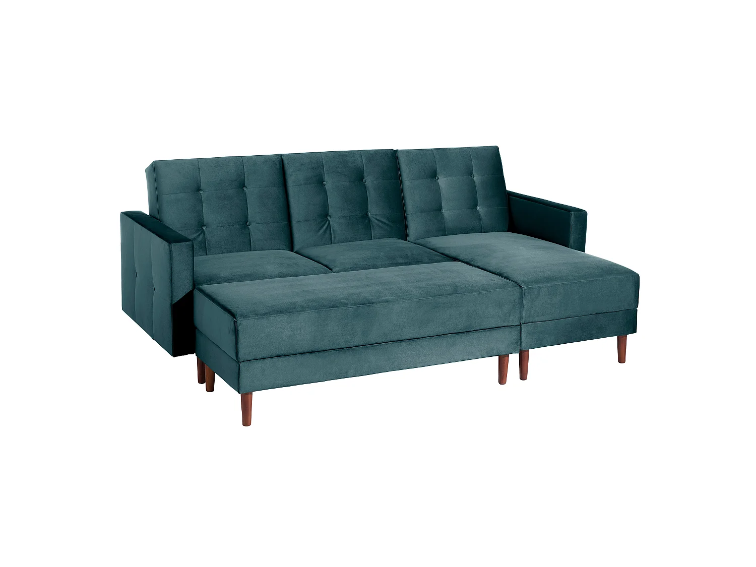Funktionssofa mit Hocker - Samtvelours - azur - Easy Relax