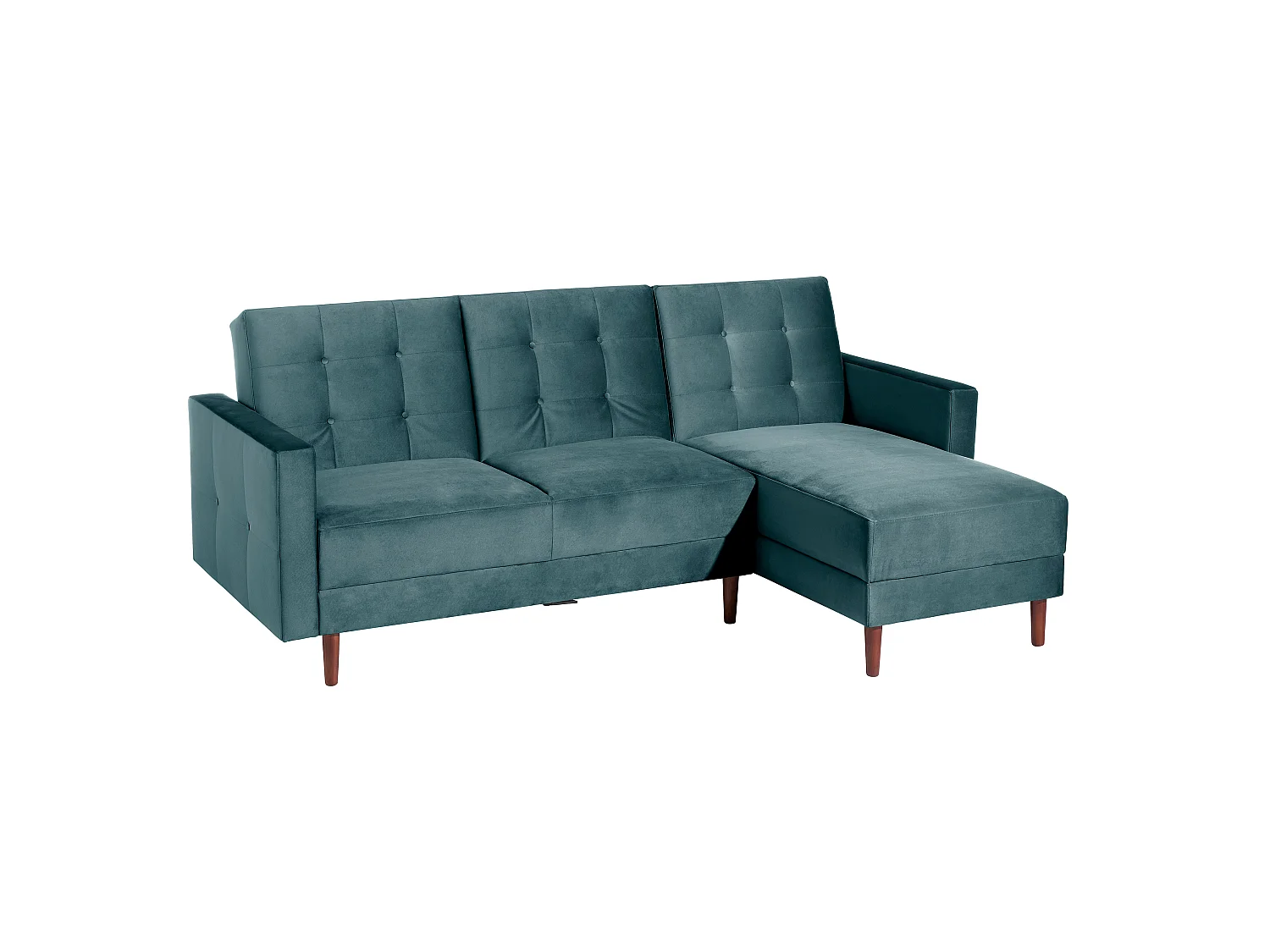 Funktionssofa mit Hocker - Samtvelours - azur - Easy Relax