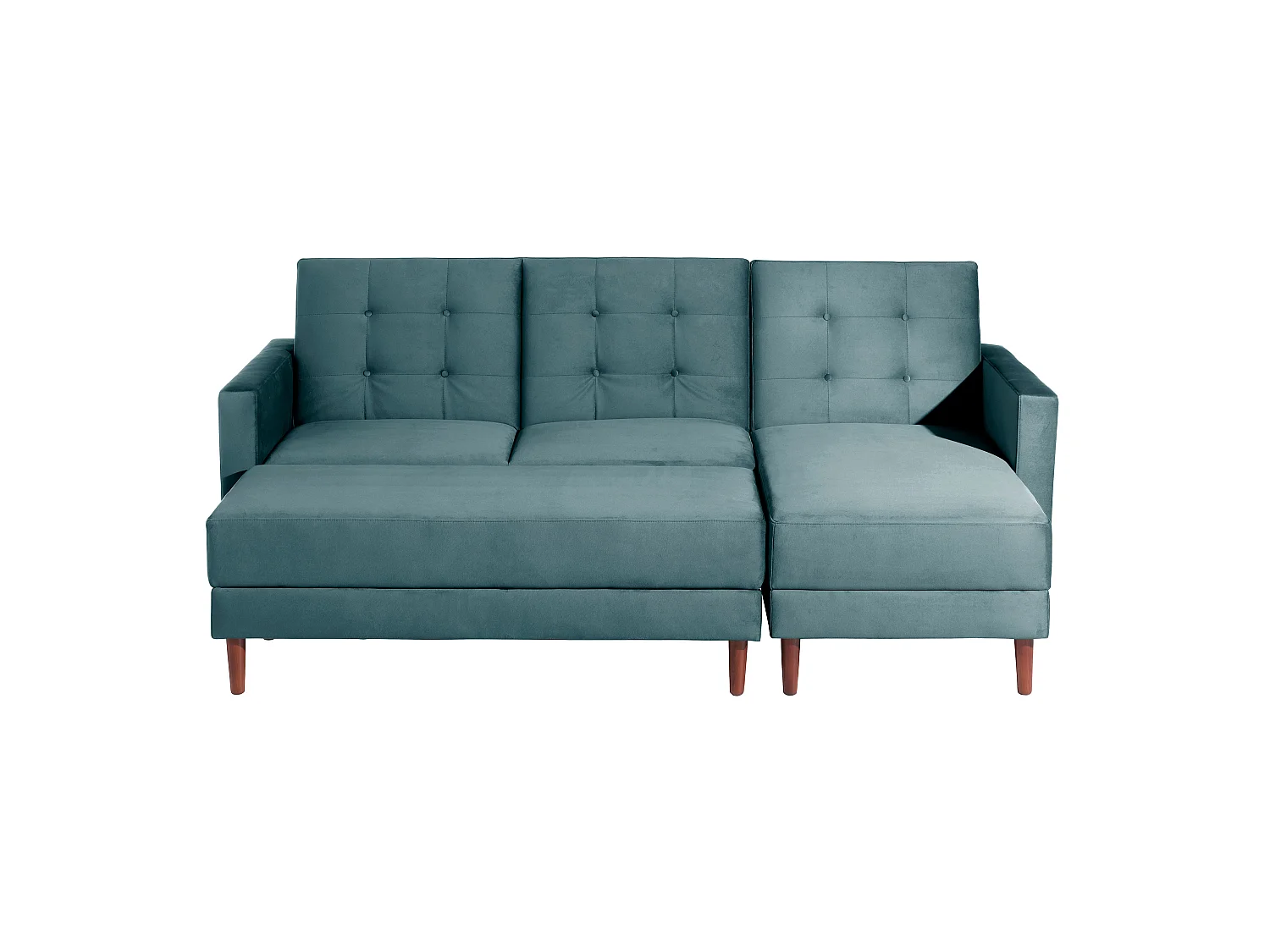 Funktionssofa mit Hocker - Samtvelours - azur - Easy Relax