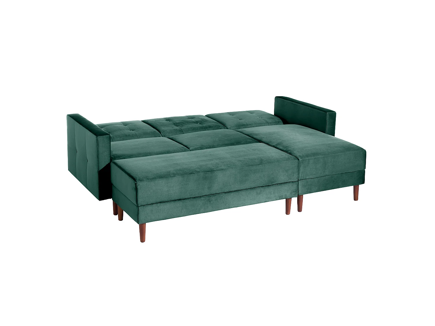 Funktionssofa mit Hocker - Samtvelours - grün - Easy Relax