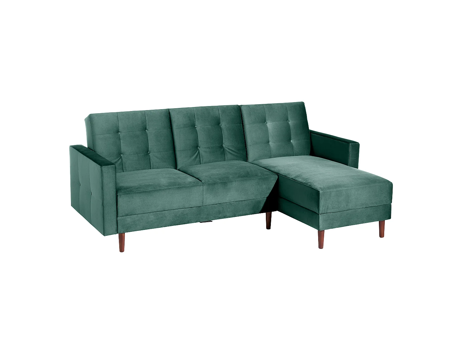 Funktionssofa mit Hocker - Samtvelours - grün - Easy Relax