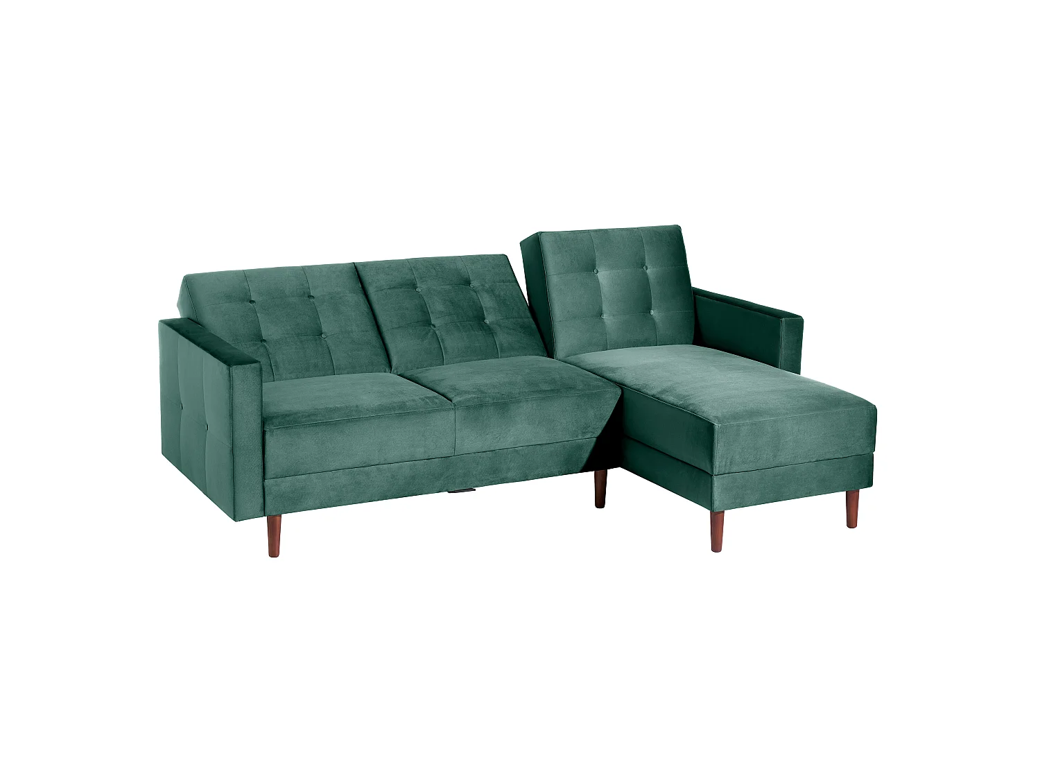 Funktionssofa mit Hocker - Samtvelours - grün - Easy Relax