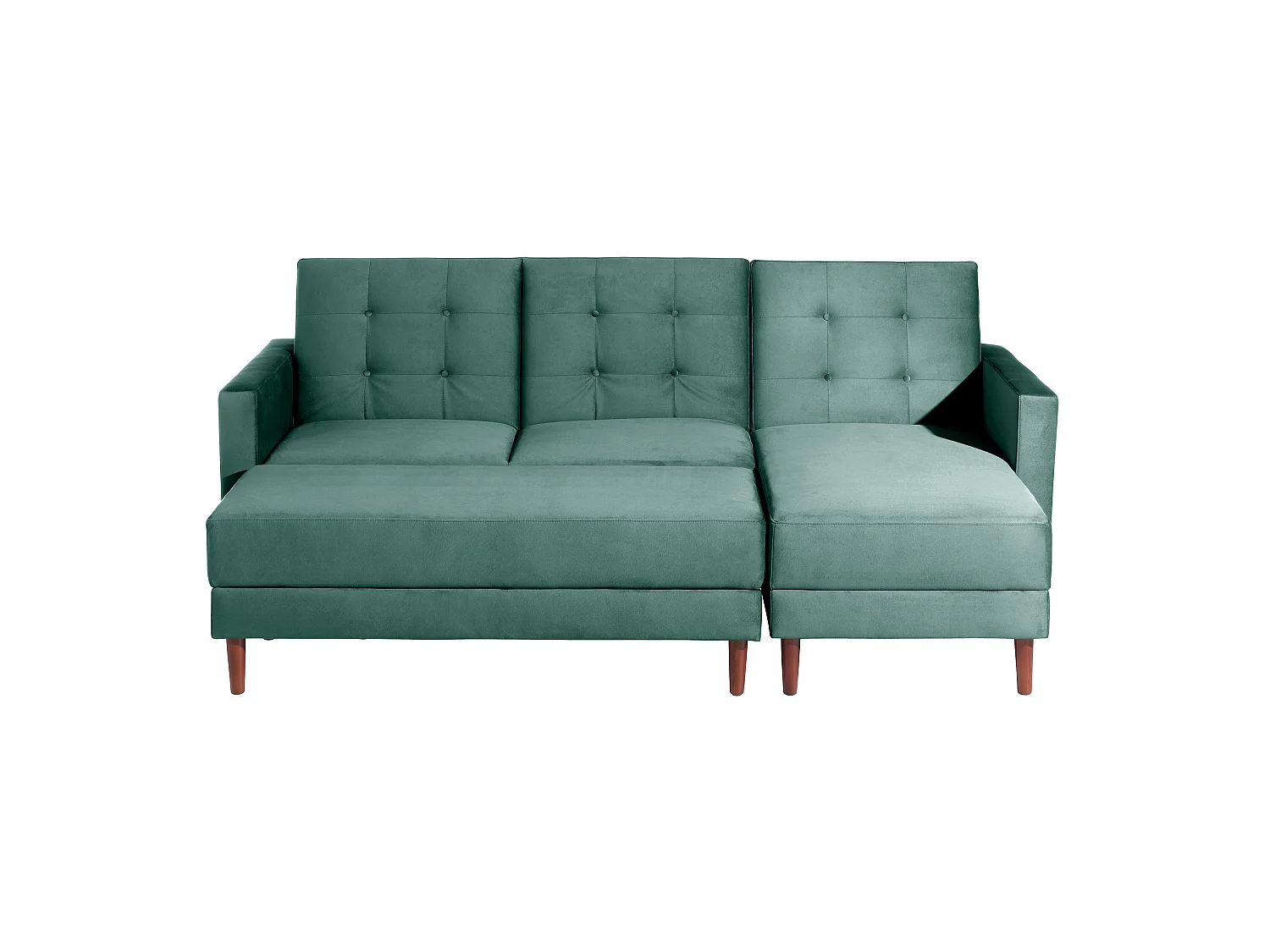 Funktionssofa mit Hocker - Samtvelours - grün - Easy Relax