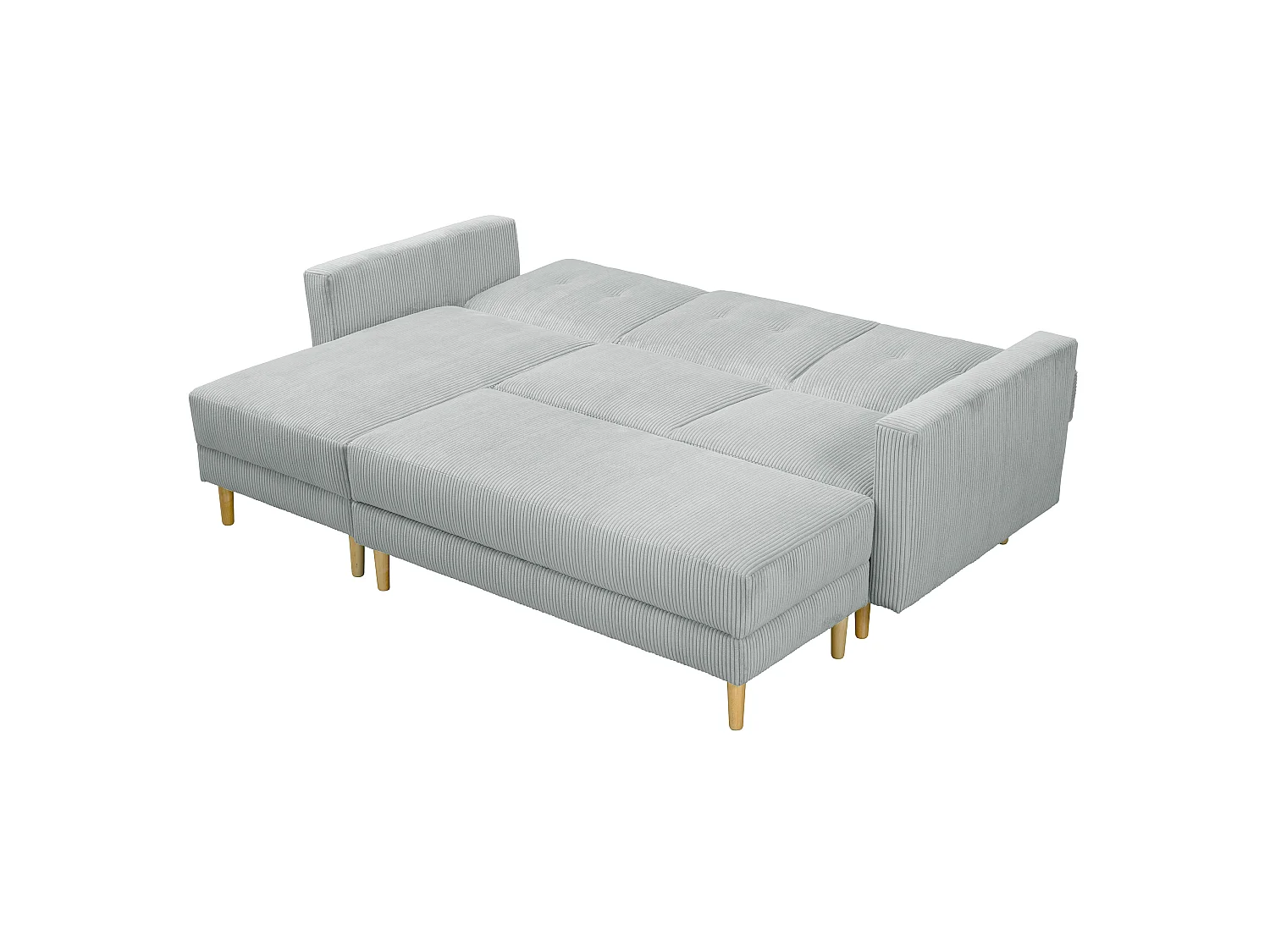 Funktionssofa mit Hocker - Cordstoff - silber - Just Cool