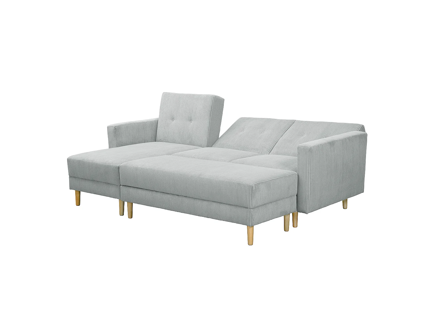 Funktionssofa mit Hocker - Cordstoff - silber - Just Cool