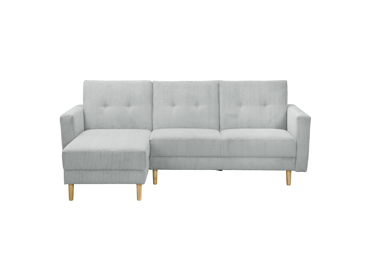 Funktionssofa mit Hocker - Cordstoff - silber - Just Cool