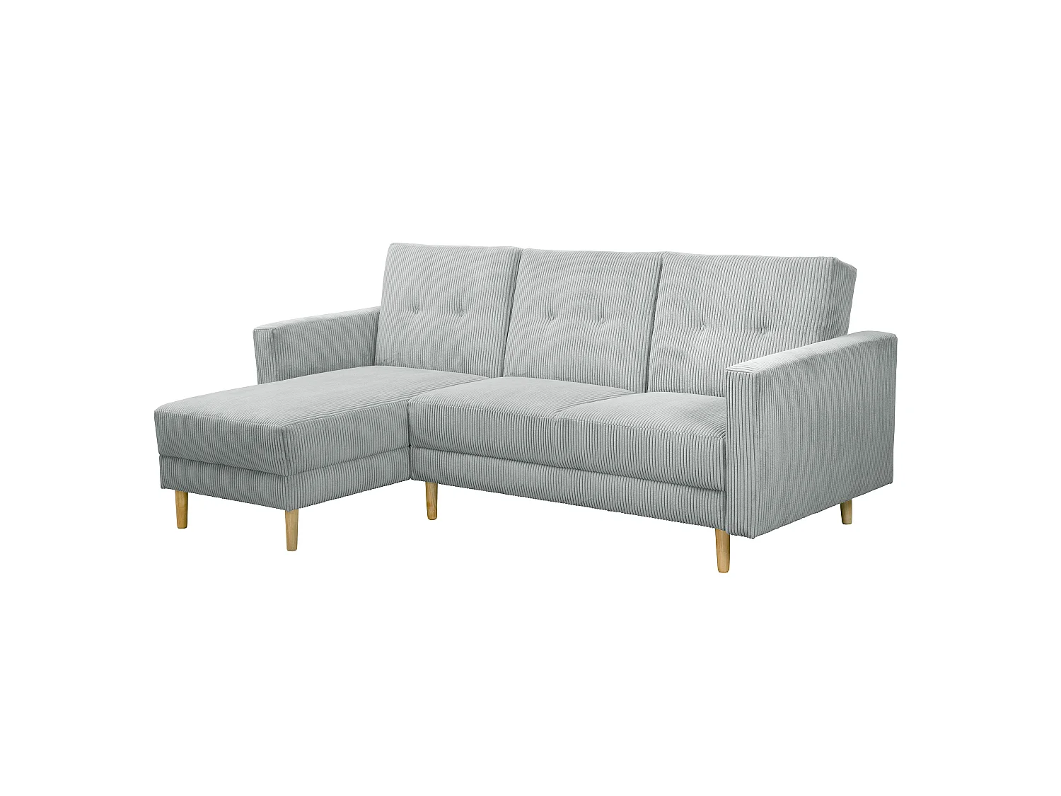 Funktionssofa mit Hocker - Cordstoff - silber - Just Cool