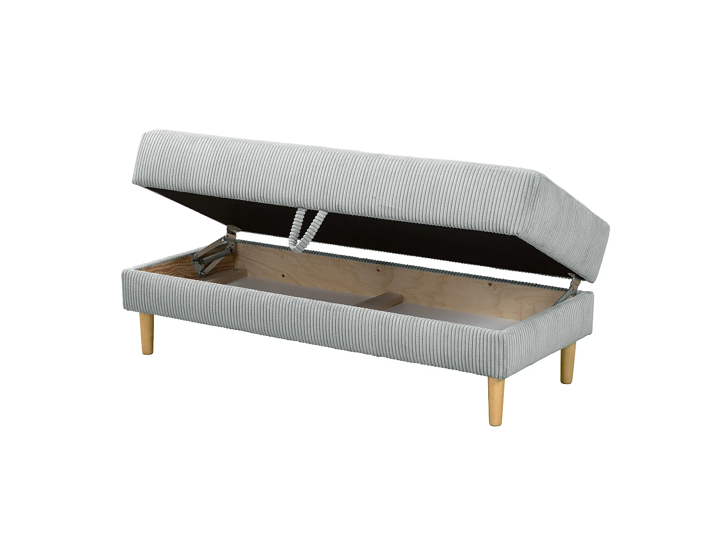 Funktionssofa mit Hocker - Cordstoff - silber - Just Cool