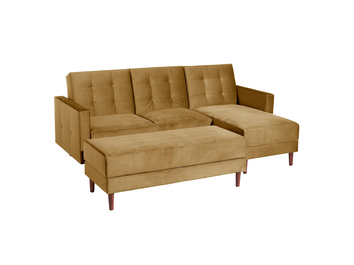Funktionssofa mit Hocker - Samtvelours - mais - Easy Relax