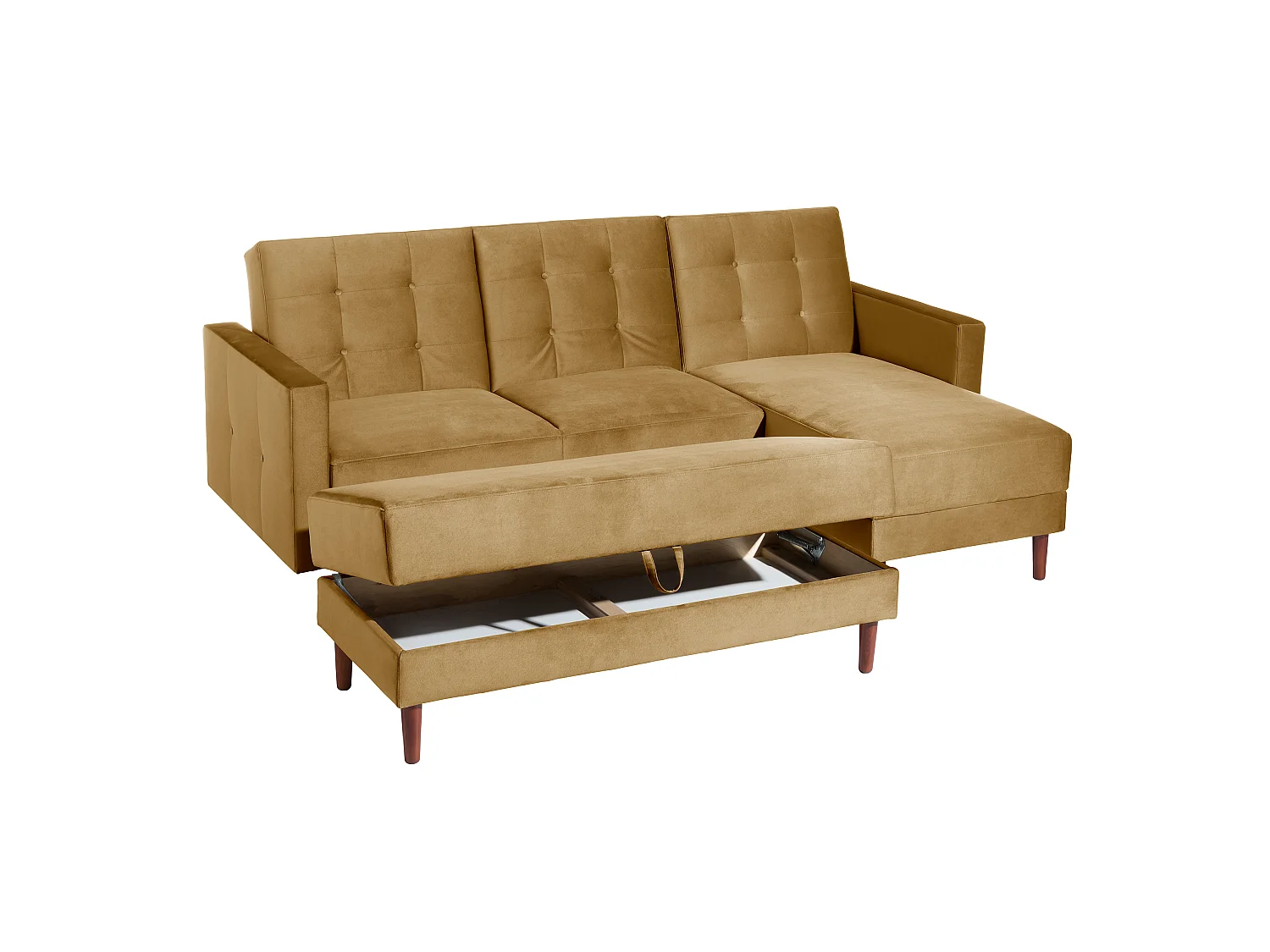 Funktionssofa mit Hocker - Samtvelours - mais - Easy Relax