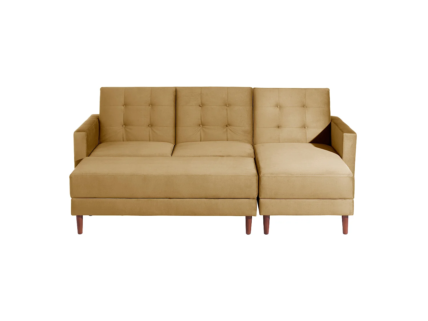 Funktionssofa mit Hocker - Samtvelours - mais - Easy Relax