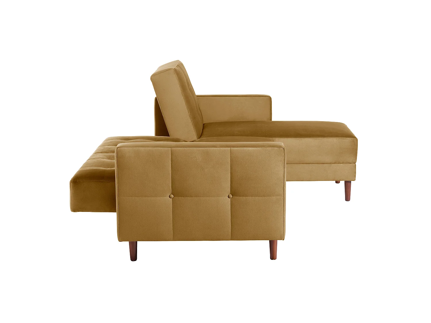 Funktionssofa mit Hocker - Samtvelours - mais - Easy Relax