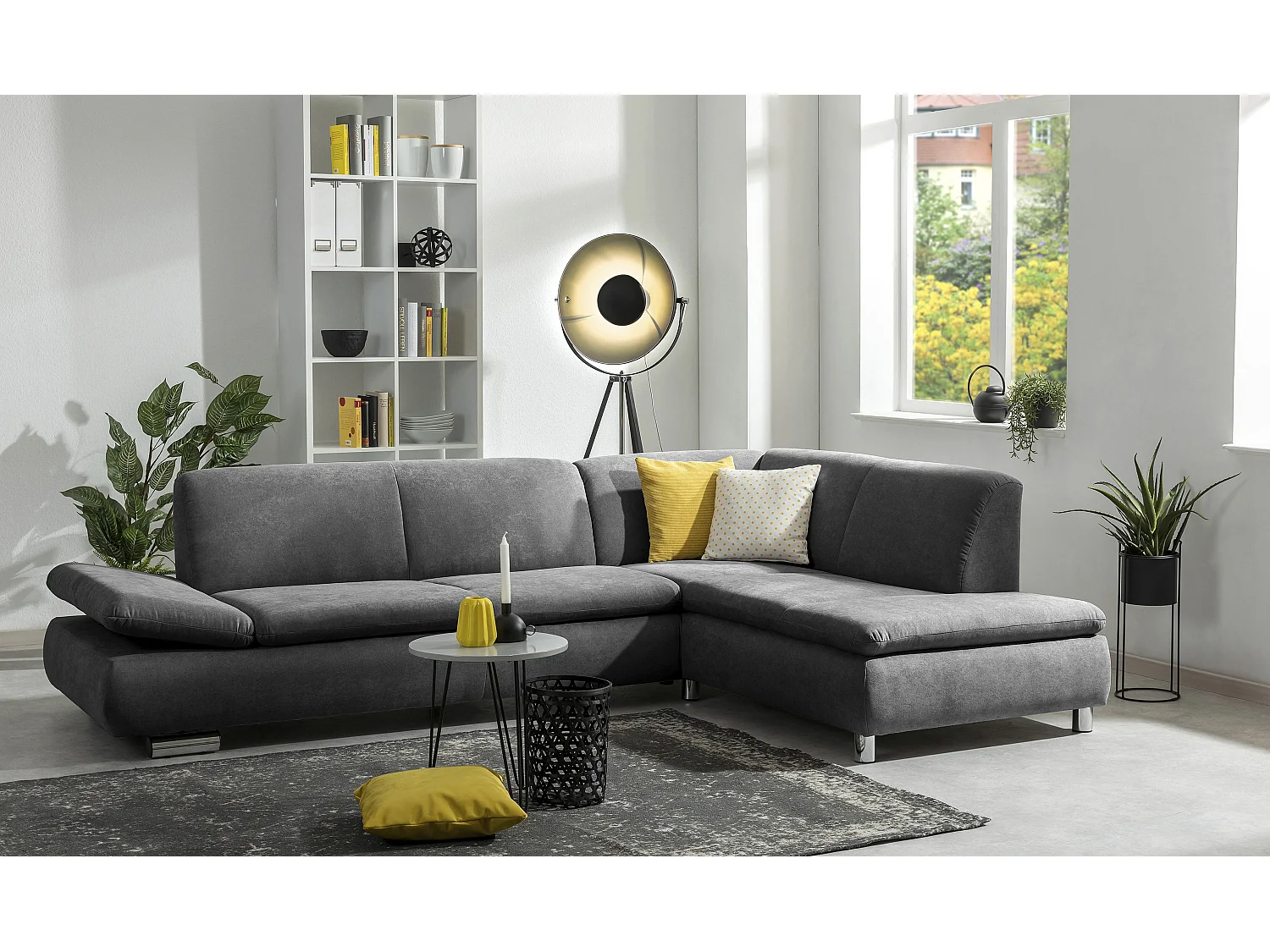 Sofa 2,5-Sitzer links mit Ecksofa rechts - Flachgewebe - anthrazit - Terrence