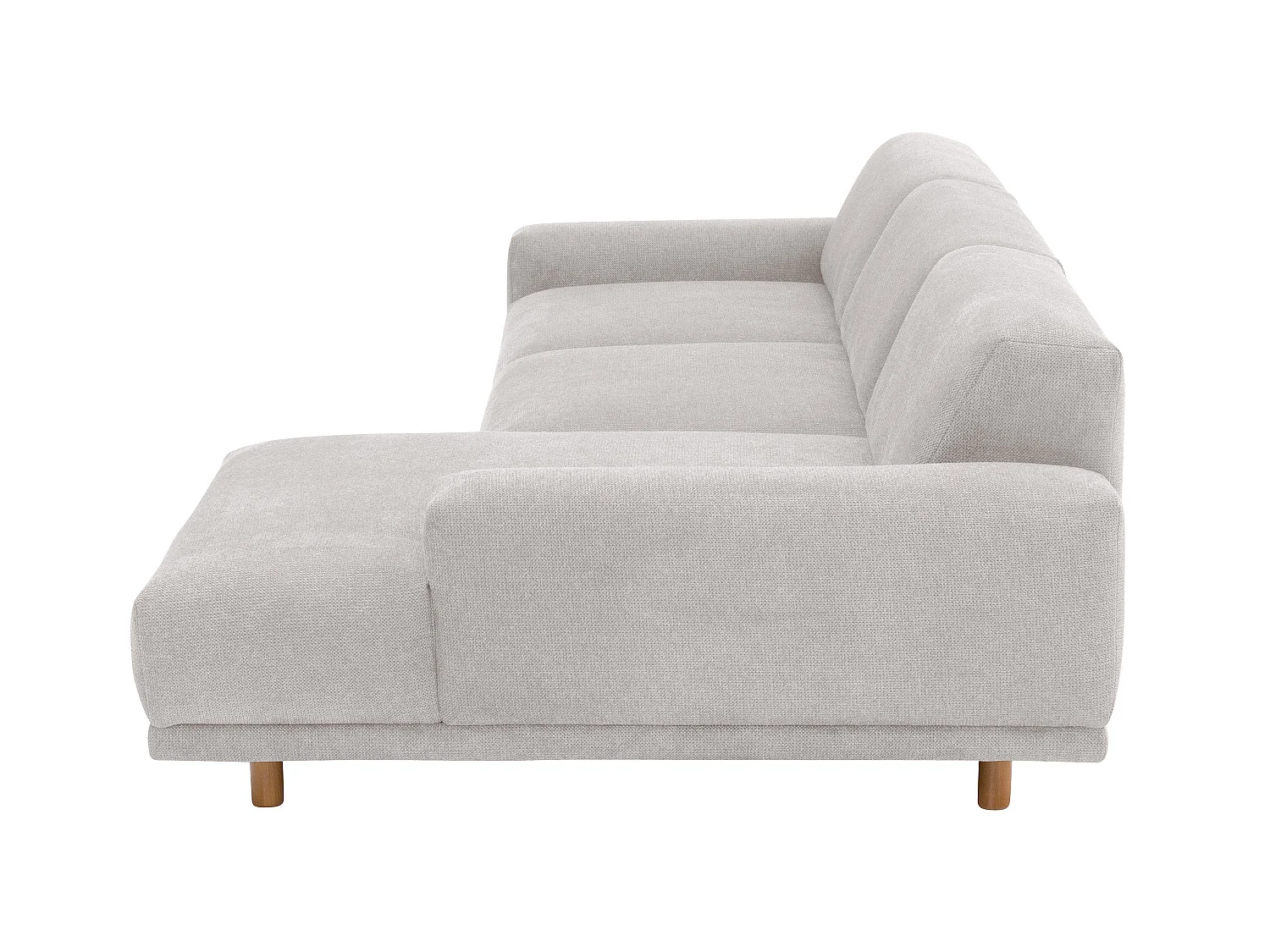 Sofa 2,5-Sitzer links / Longchair rechts - Flachgewebe - silber - Penelope