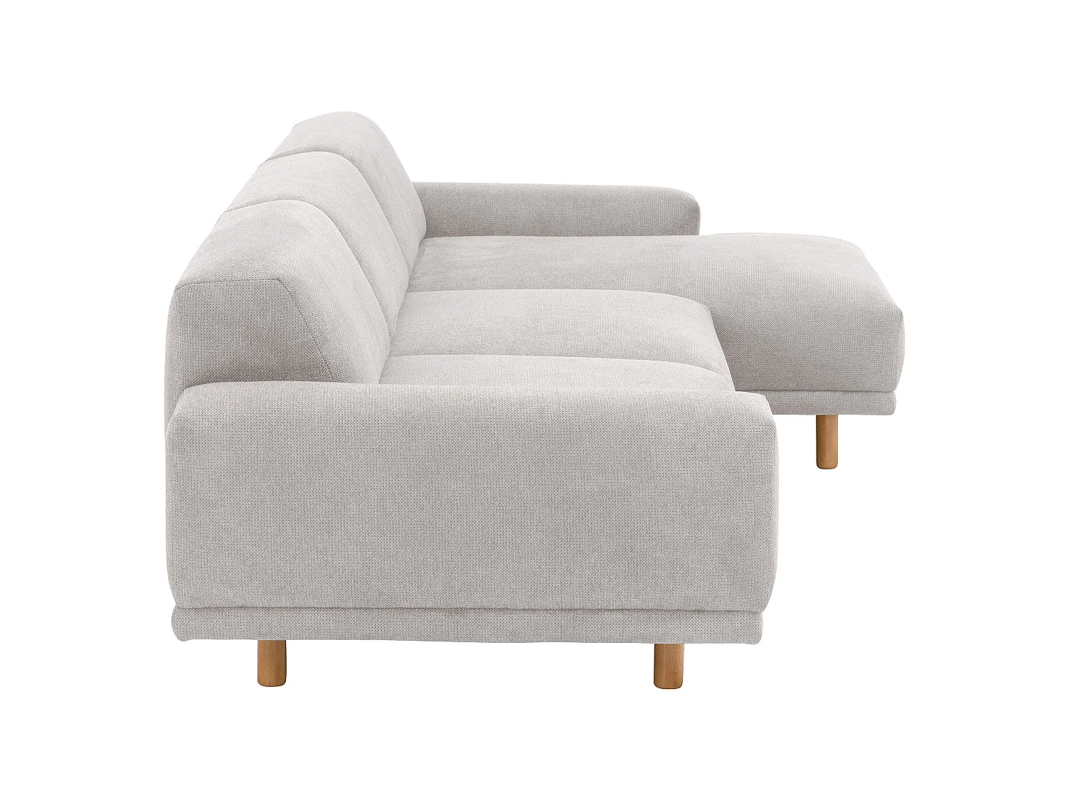 Sofa 2,5-Sitzer links / Longchair rechts - Flachgewebe - silber - Penelope