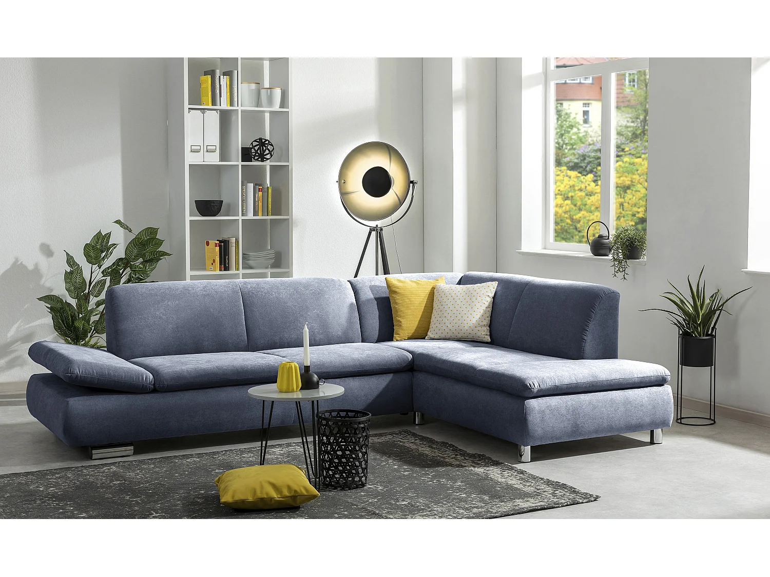 Sofa 2,5-Sitzer links mit Ecksofa rechts - Flachgewebe - blau - Terrence