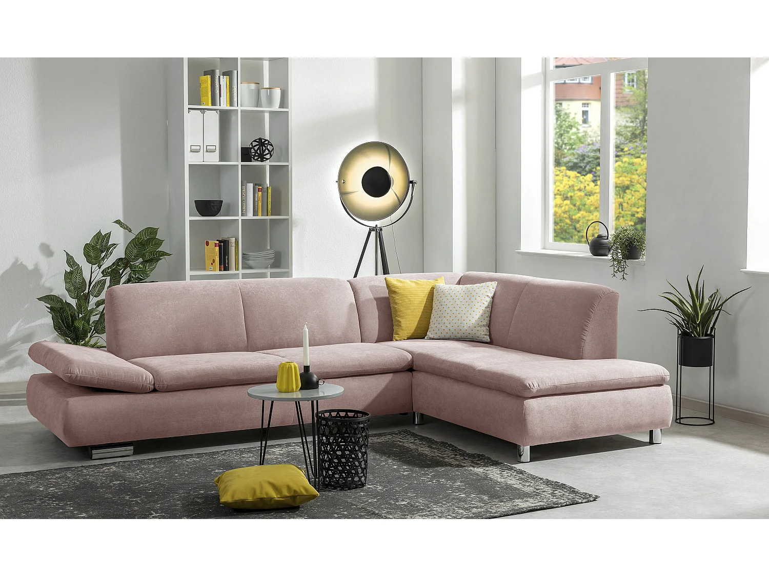 Sofa 2,5-Sitzer links mit Ecksofa rechts - Flachgewebe - rosé - Terrence