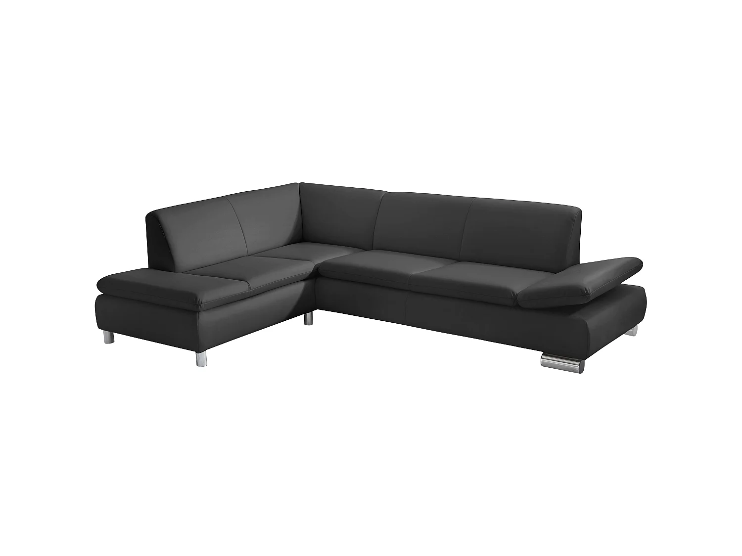 Ecksofa links mit Sofa 2,5-Sitzer rechts - Kunstleder - schwarz - Terrence