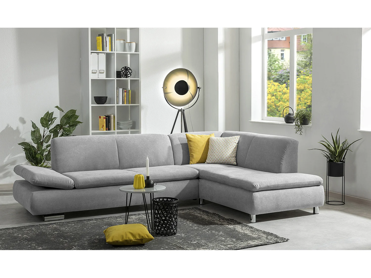 Sofa 2,5-Sitzer links mit Ecksofa rechts - Flachgewebe - hellgrau - Terrence