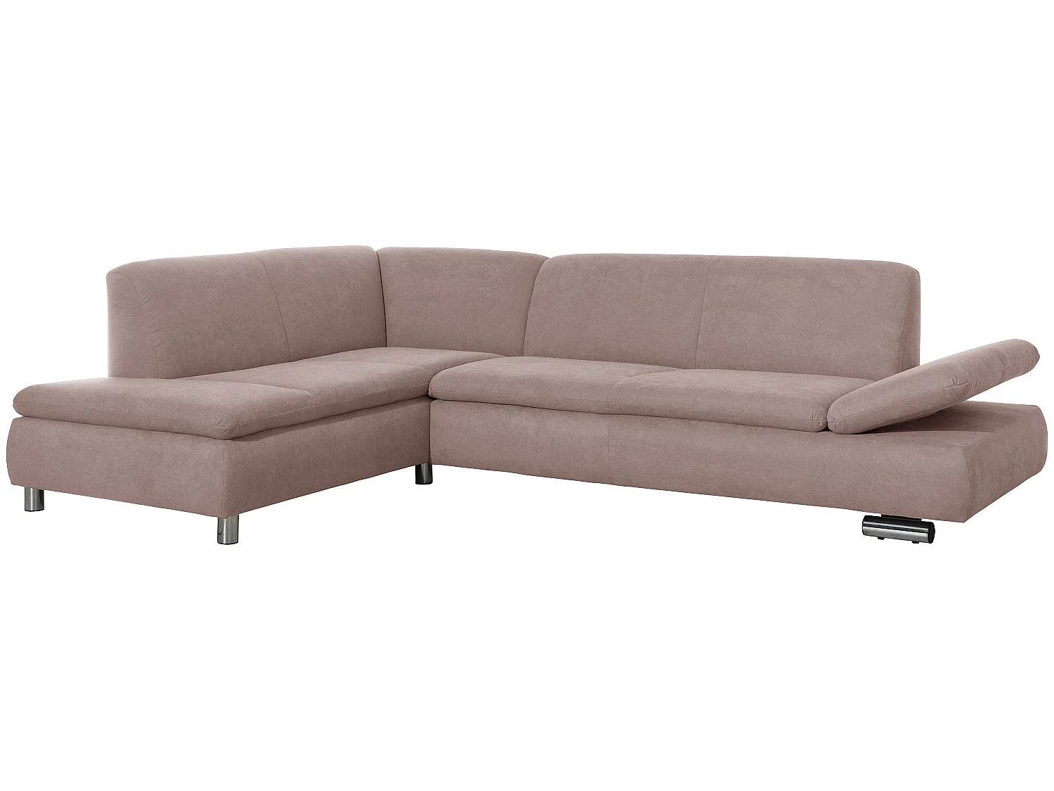 Ecksofa links mit Sofa 2,5-Sitzer rechts - Flachgewebe - rosé - Terrence