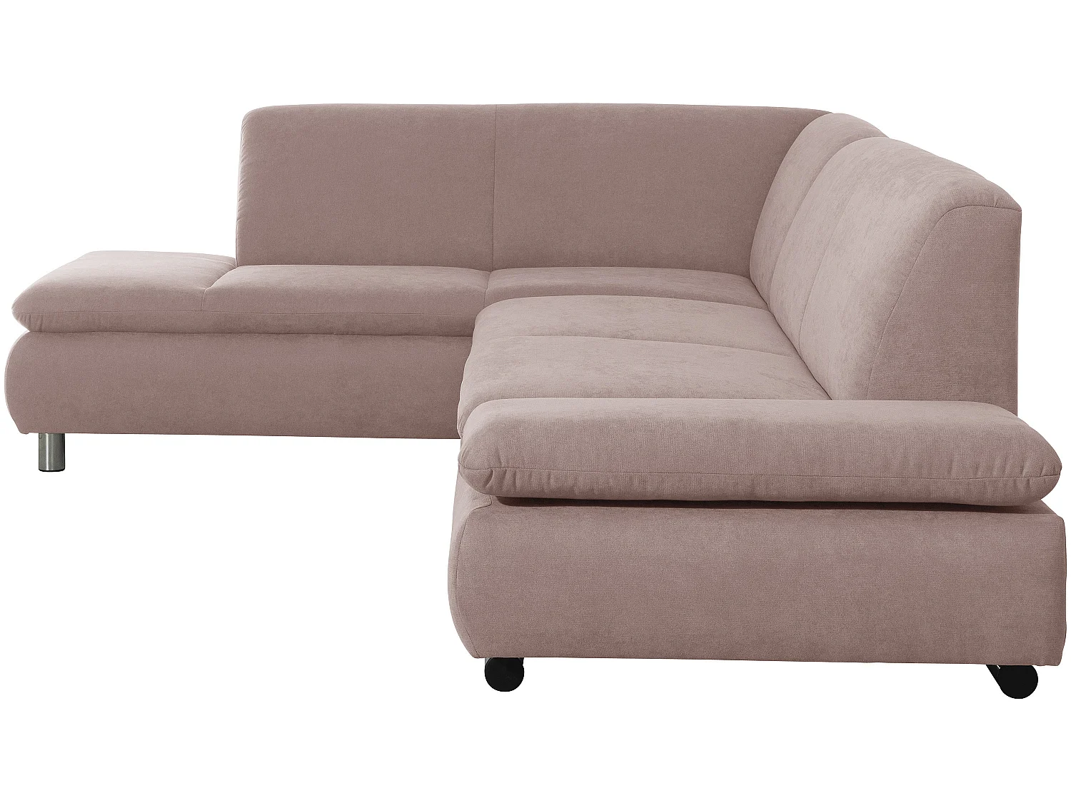 Ecksofa links mit Sofa 2,5-Sitzer rechts - Flachgewebe - rosé - Terrence