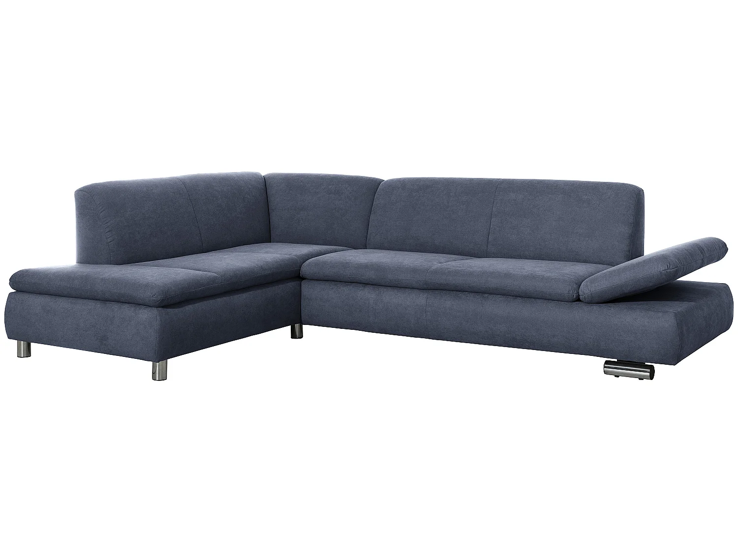 Ecksofa links mit Sofa 2,5-Sitzer rechts - Flachgewebe - blau - Terrence