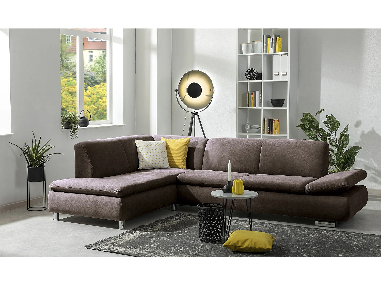 Ecksofa links mit Sofa 2,5-Sitzer rechts - Flachgewebe - schoko - Terrence