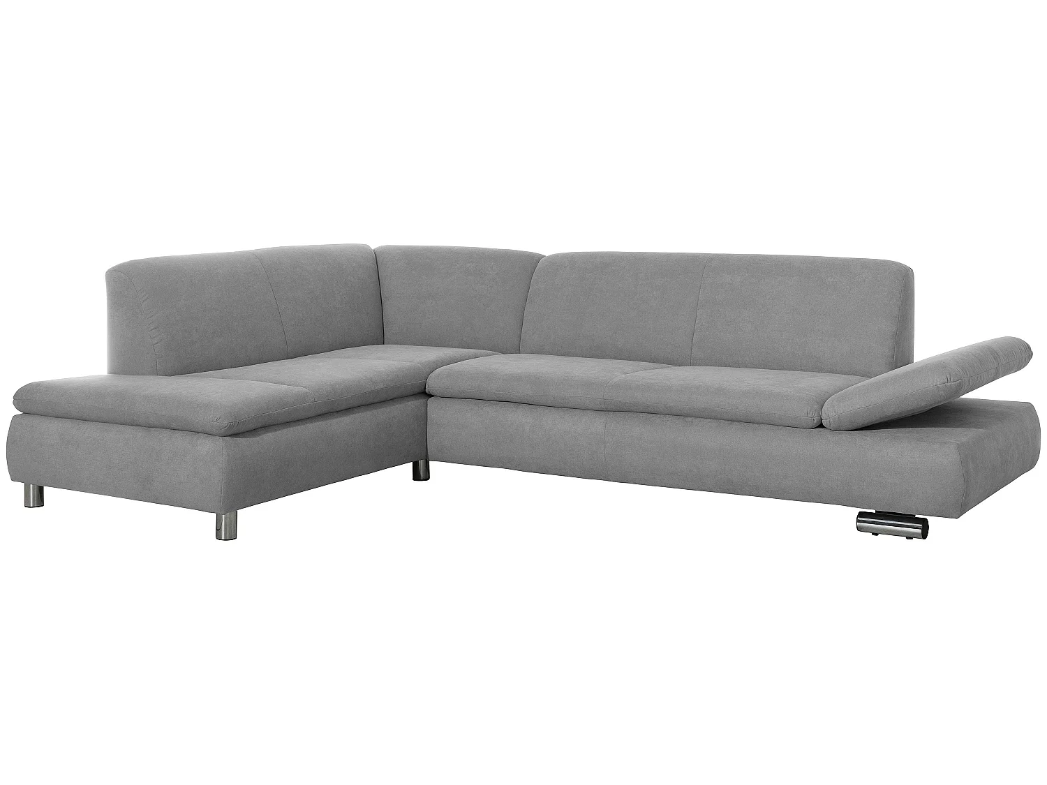Ecksofa links mit Sofa 2,5-Sitzer rechts - Flachgewebe - hellgrau - Terrence