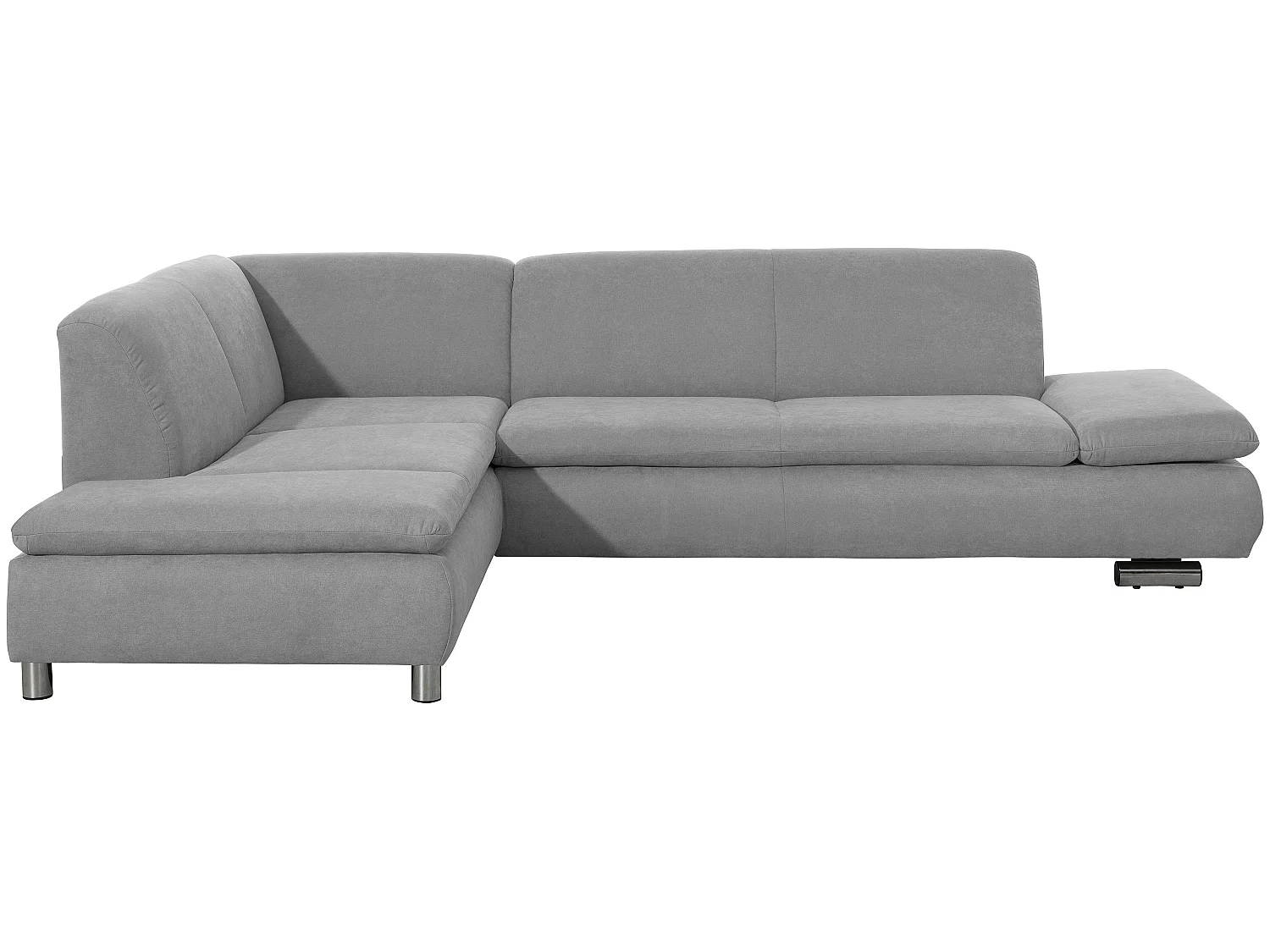 Ecksofa links mit Sofa 2,5-Sitzer rechts - Flachgewebe - hellgrau - Terrence