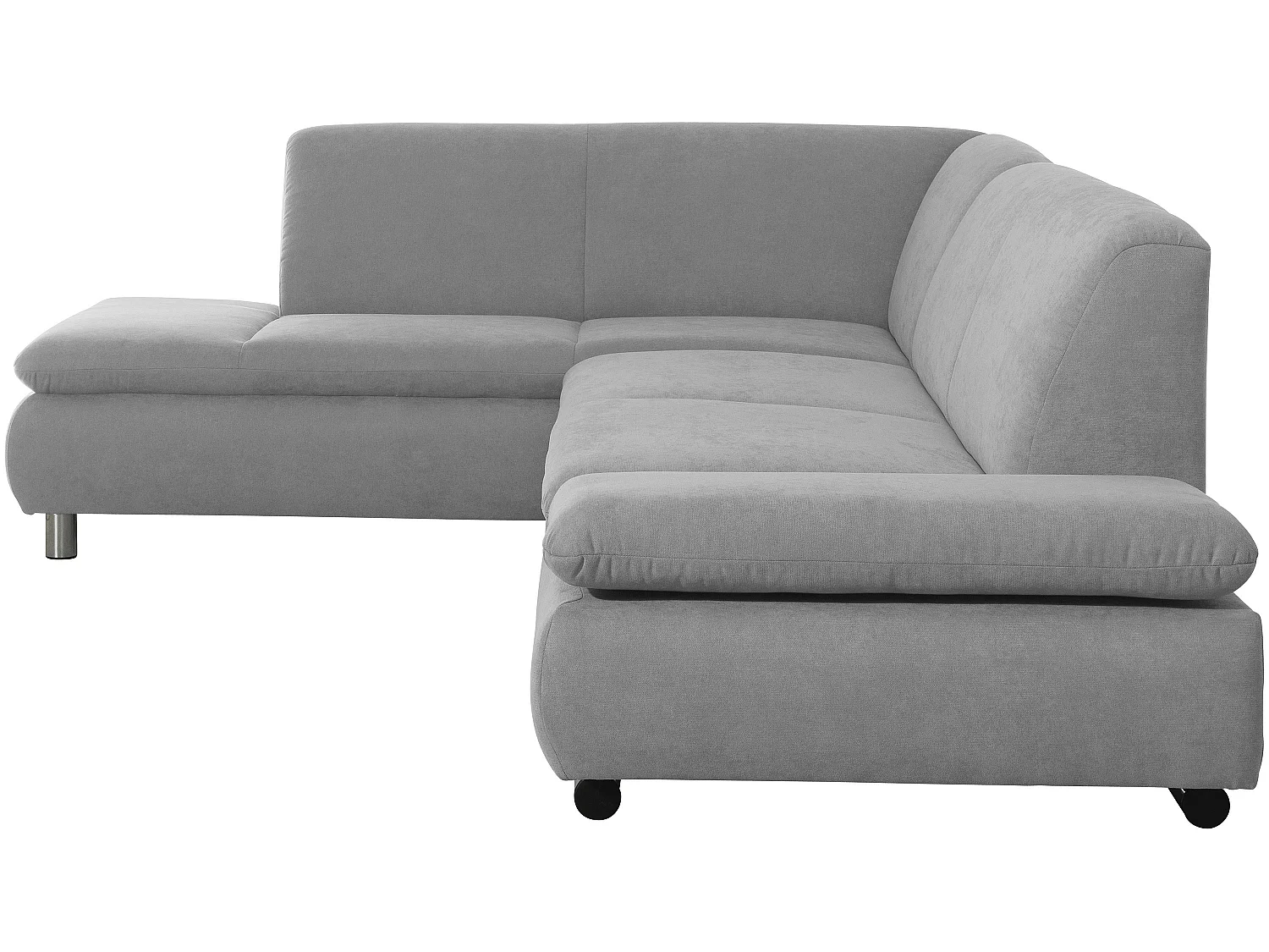 Ecksofa links mit Sofa 2,5-Sitzer rechts - Flachgewebe - hellgrau - Terrence