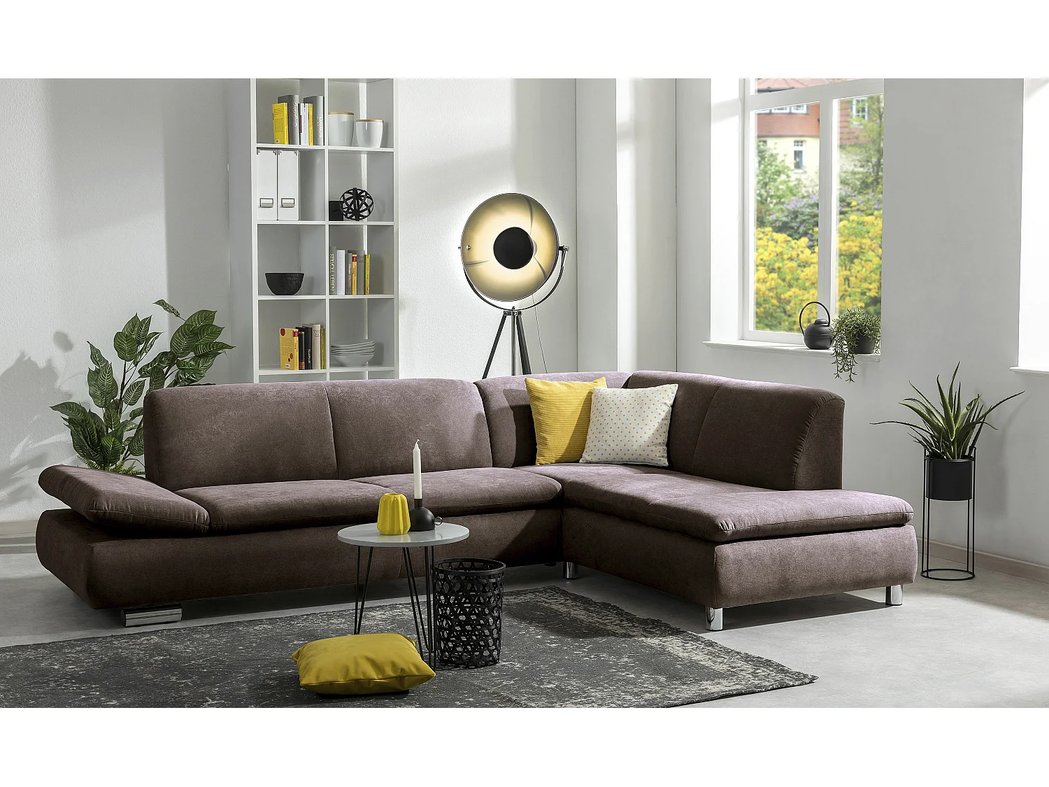 Sofa 2,5-Sitzer links mit Ecksofa rechts - Flachgewebe - schoko - Terrence