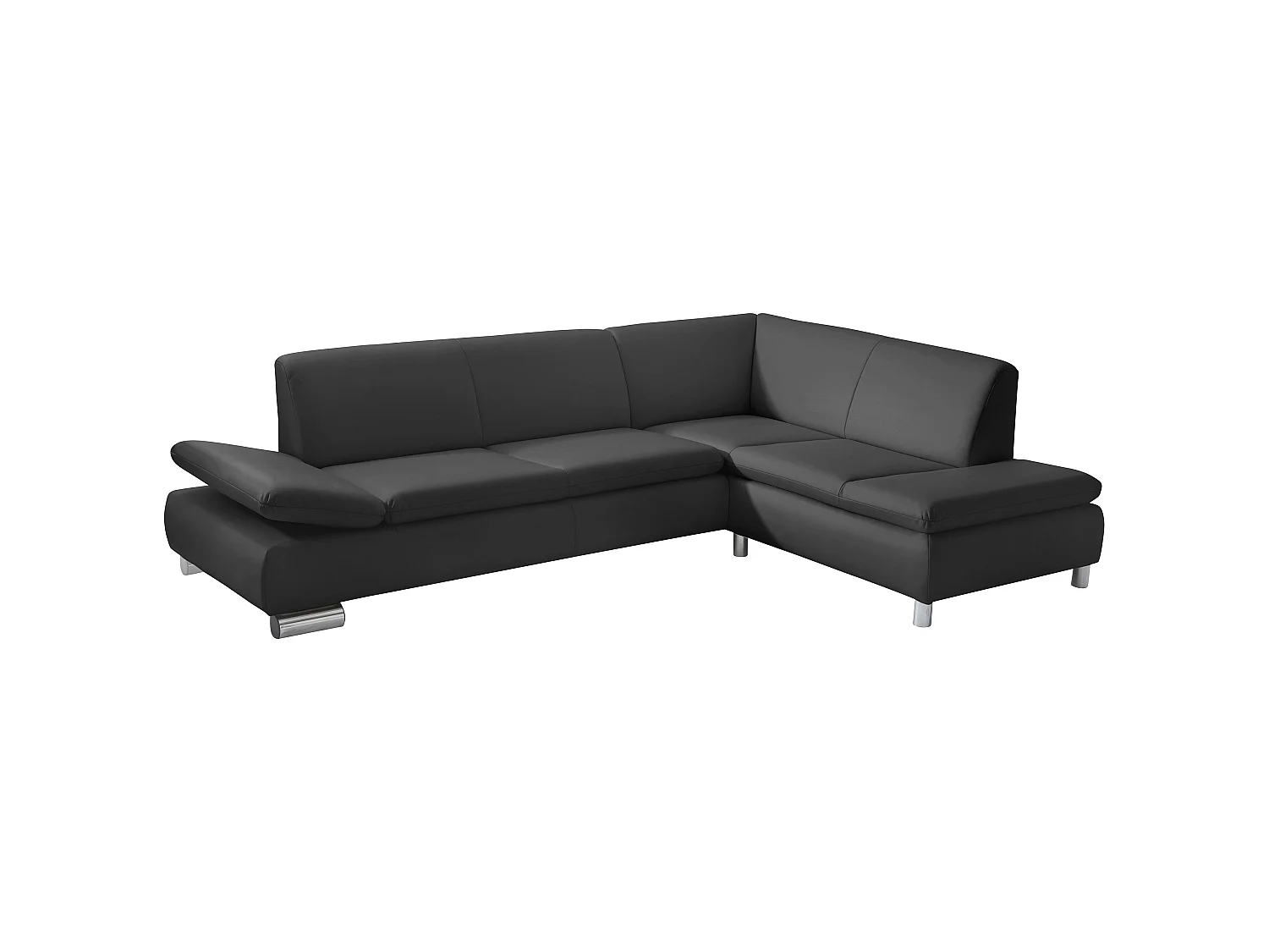 Sofa 2,5-Sitzer links mit Ecksofa rechts - Kunstleder - schwarz - Terrence