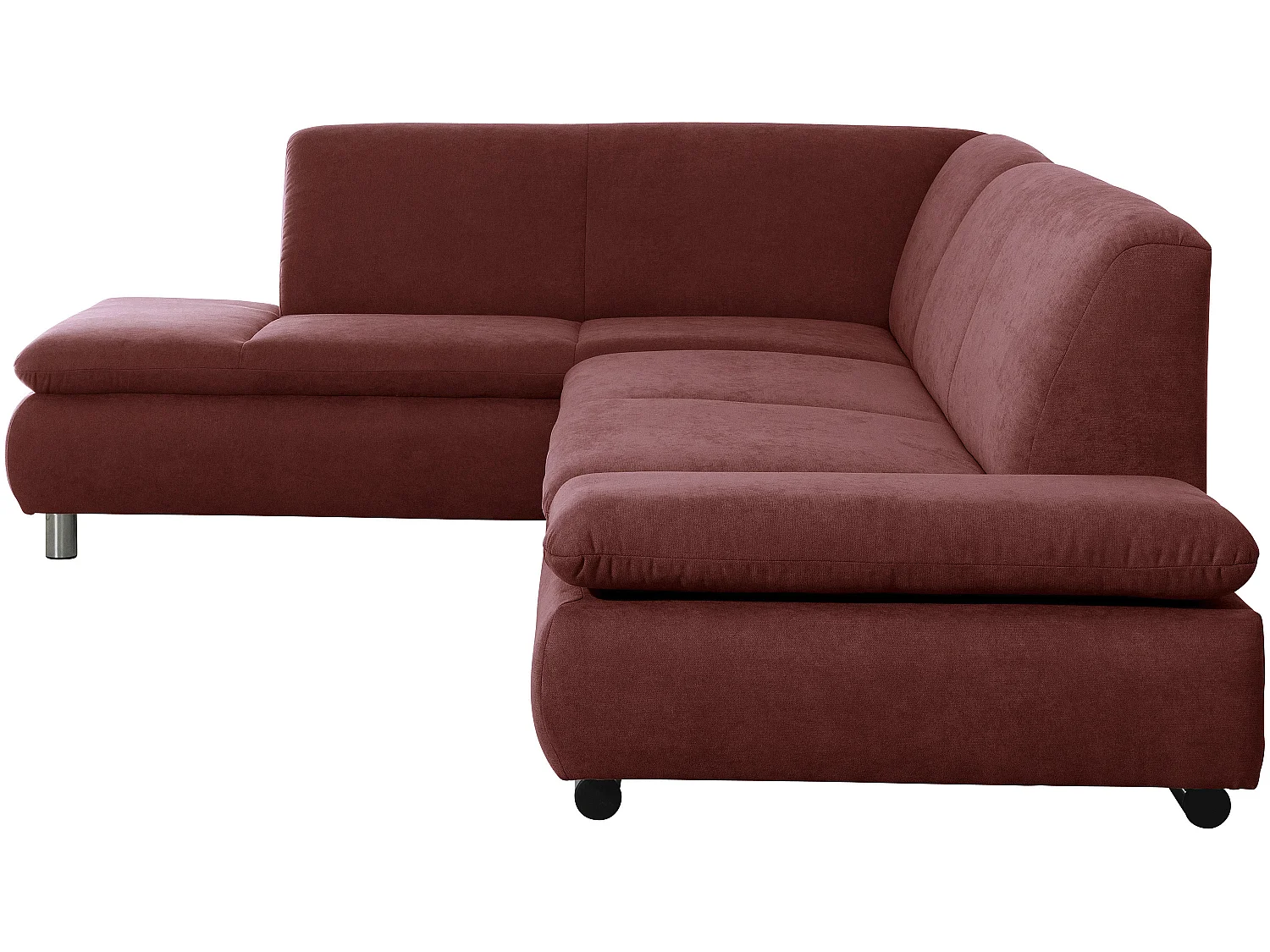 Ecksofa links mit Sofa 2,5-Sitzer rechts - Flachgewebe - rot - Terrence