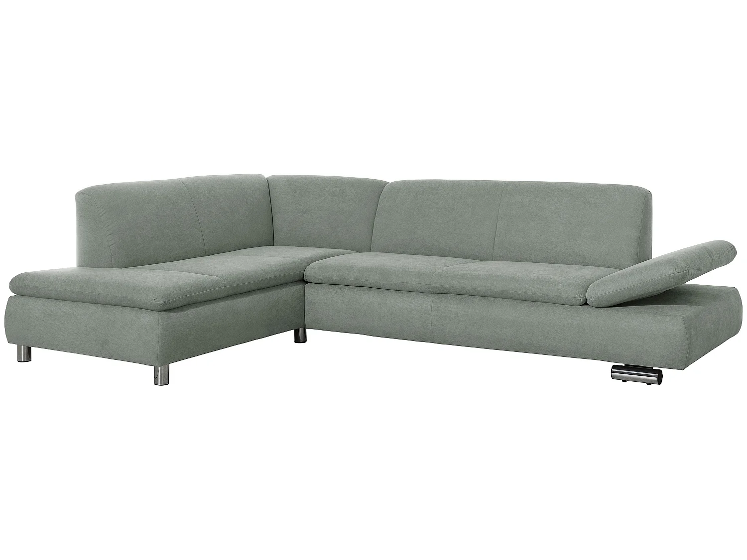 Ecksofa links mit Sofa 2,5-Sitzer rechts - Flachgewebe - hellgrün - Terrence