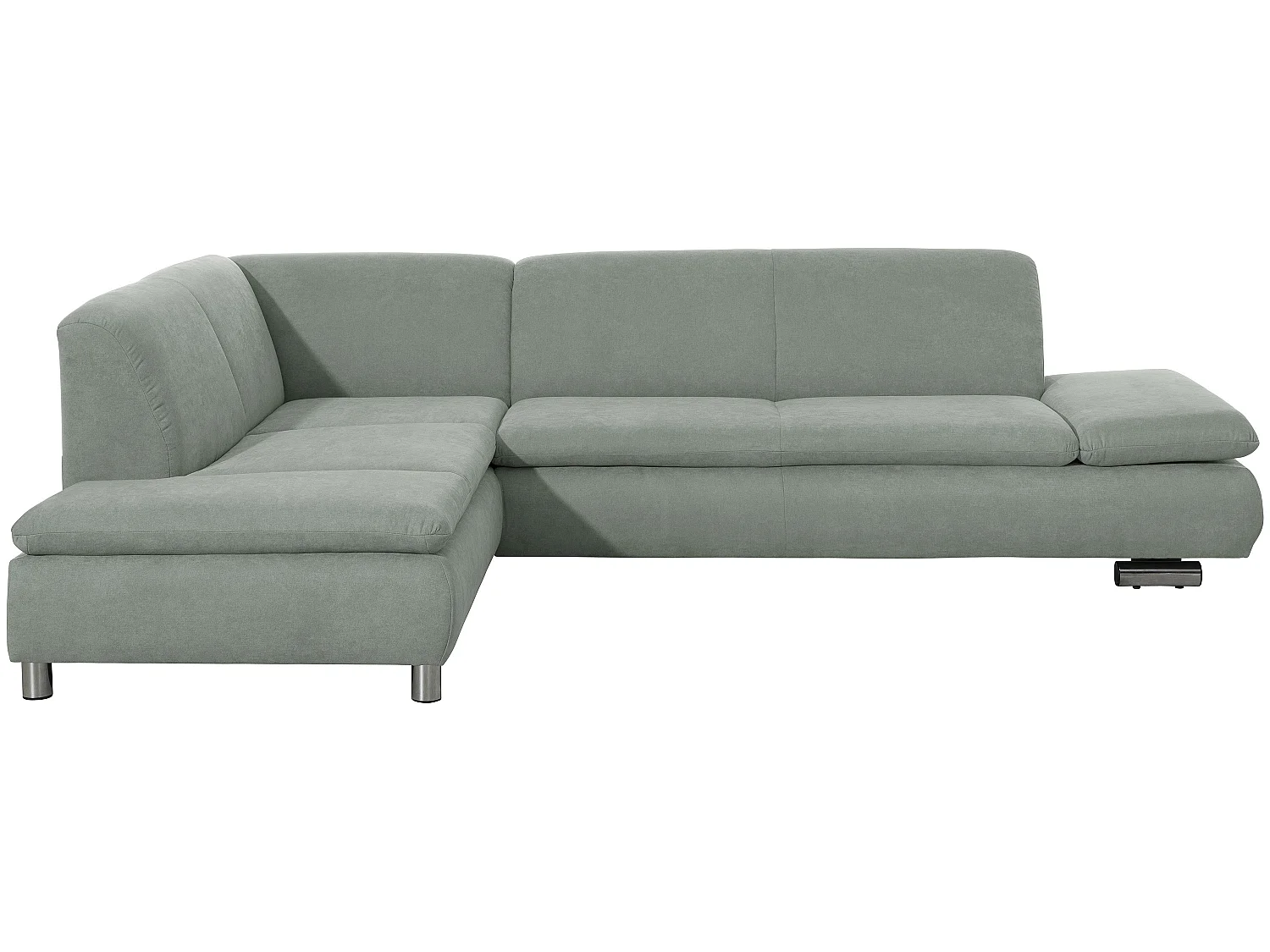 Ecksofa links mit Sofa 2,5-Sitzer rechts - Flachgewebe - hellgrün - Terrence