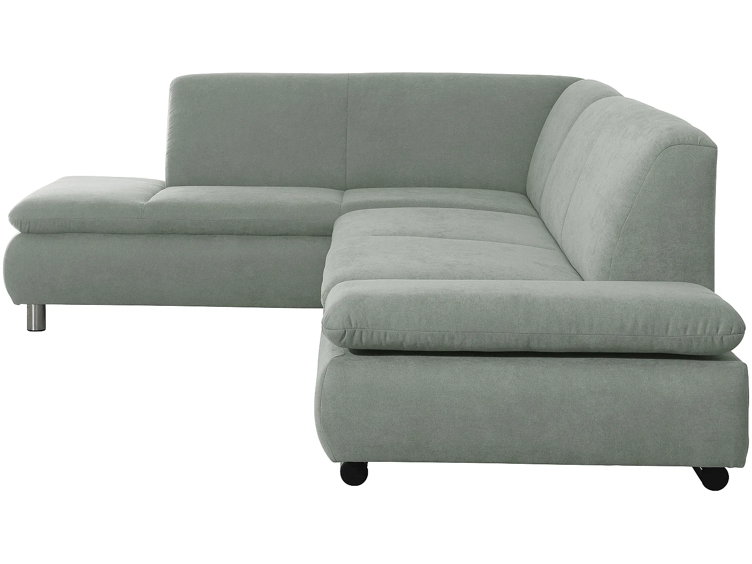 Ecksofa links mit Sofa 2,5-Sitzer rechts - Flachgewebe - hellgrün - Terrence