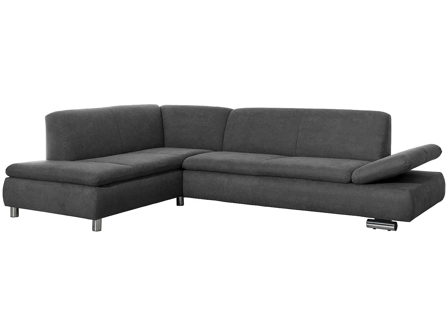 Ecksofa links mit Sofa 2,5-Sitzer rechts - Flachgewebe - anthrazit - Terrence